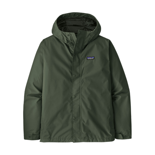 Green waterproof hooded jacket