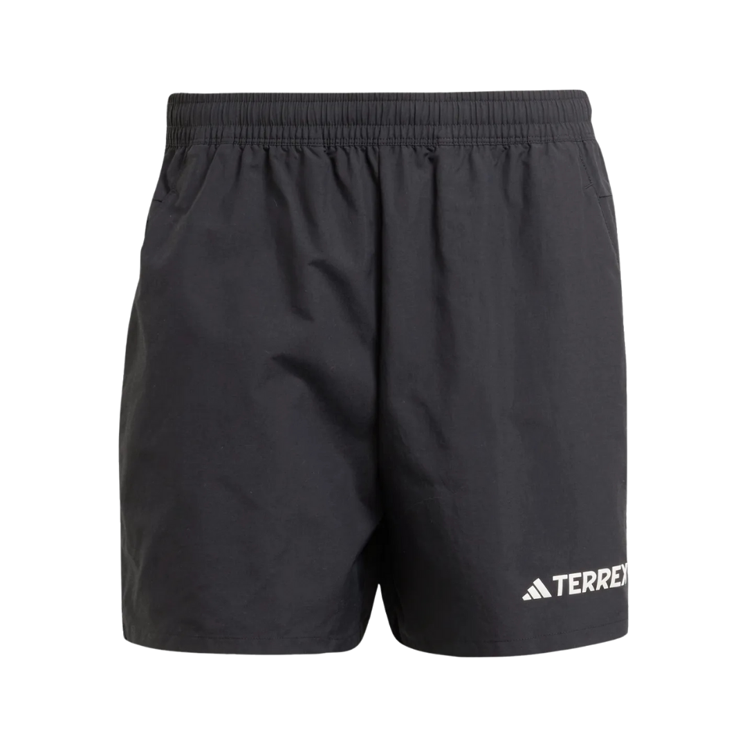 Black athletic shorts with an elastic waistband and the 'TERREX' logo on the bottom right leg.