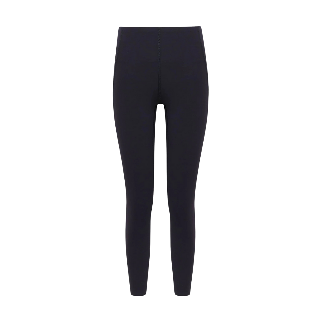 Black high-waisted athletic leggings.