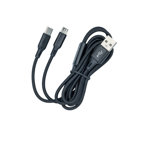 Braided USB cable with multiple connector tips