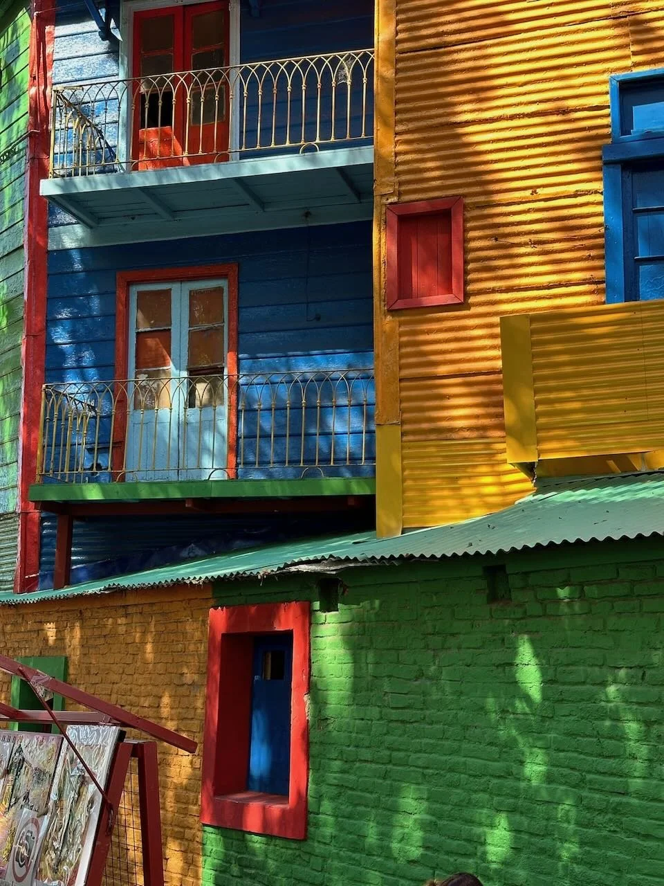 Brightly painted buildings in the La Boca neighbourhood of Buenos Aires, Argentina
