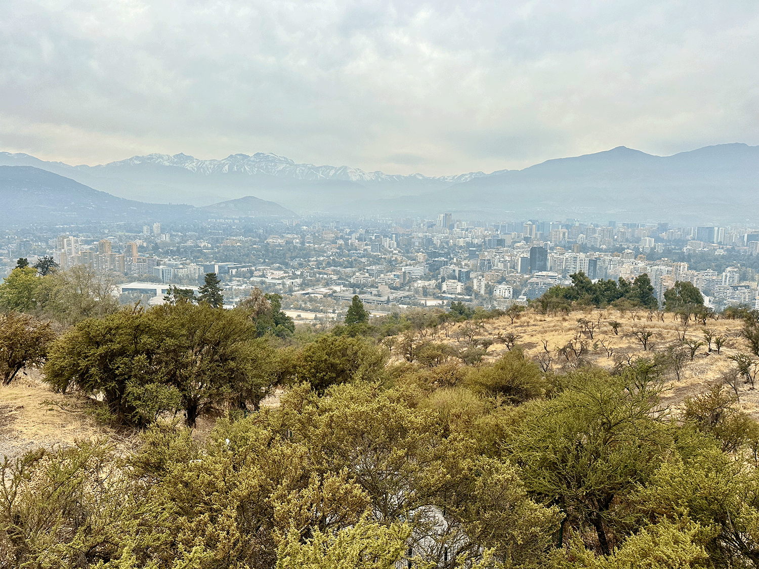 Santiago spread out beneath the snow-capped Andes