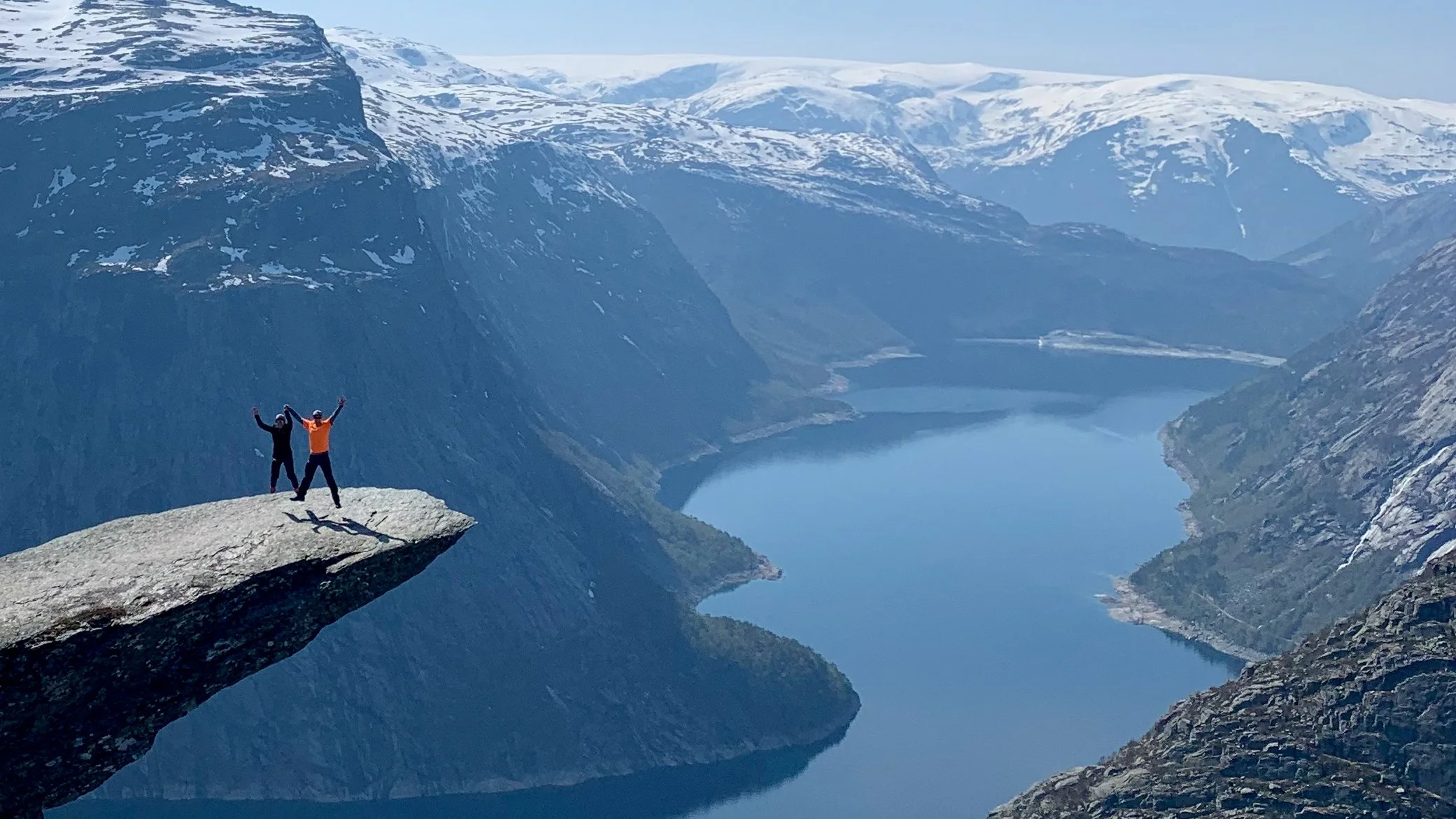 The Trolltunga rock ledge above Ringedalsvatnet in Norway