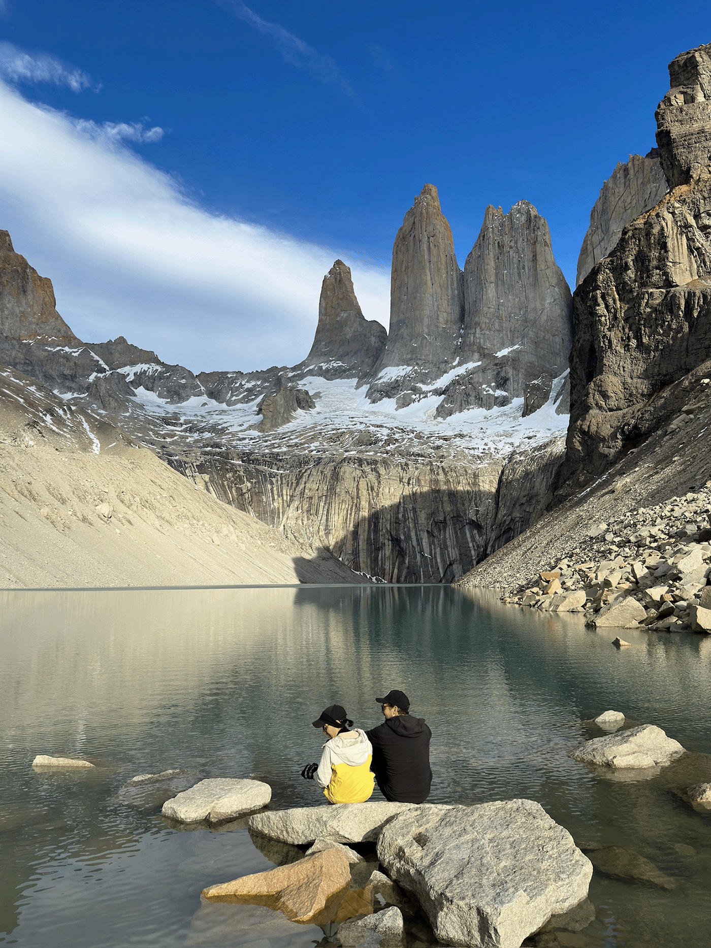 The three towers rising above the mirador lagoon