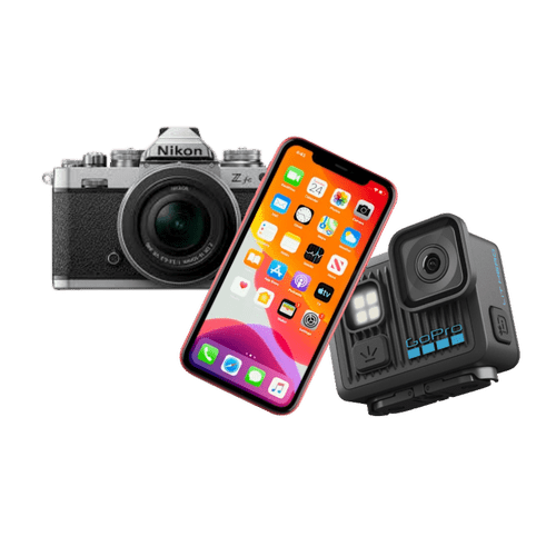 A camera, a phone and an action camera