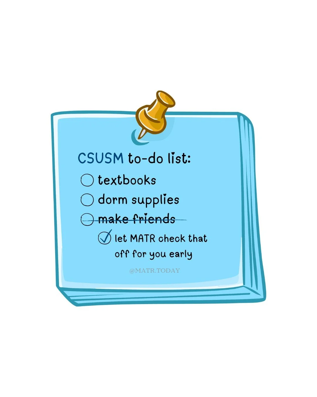 Starting at San Marcos this fall? Don't do it alone.

College is better when you have someone to lean on. MATR helps you meet real friends through meaningful conversations, not just awkward small talk.

Click the link in the bio under &quot;college i