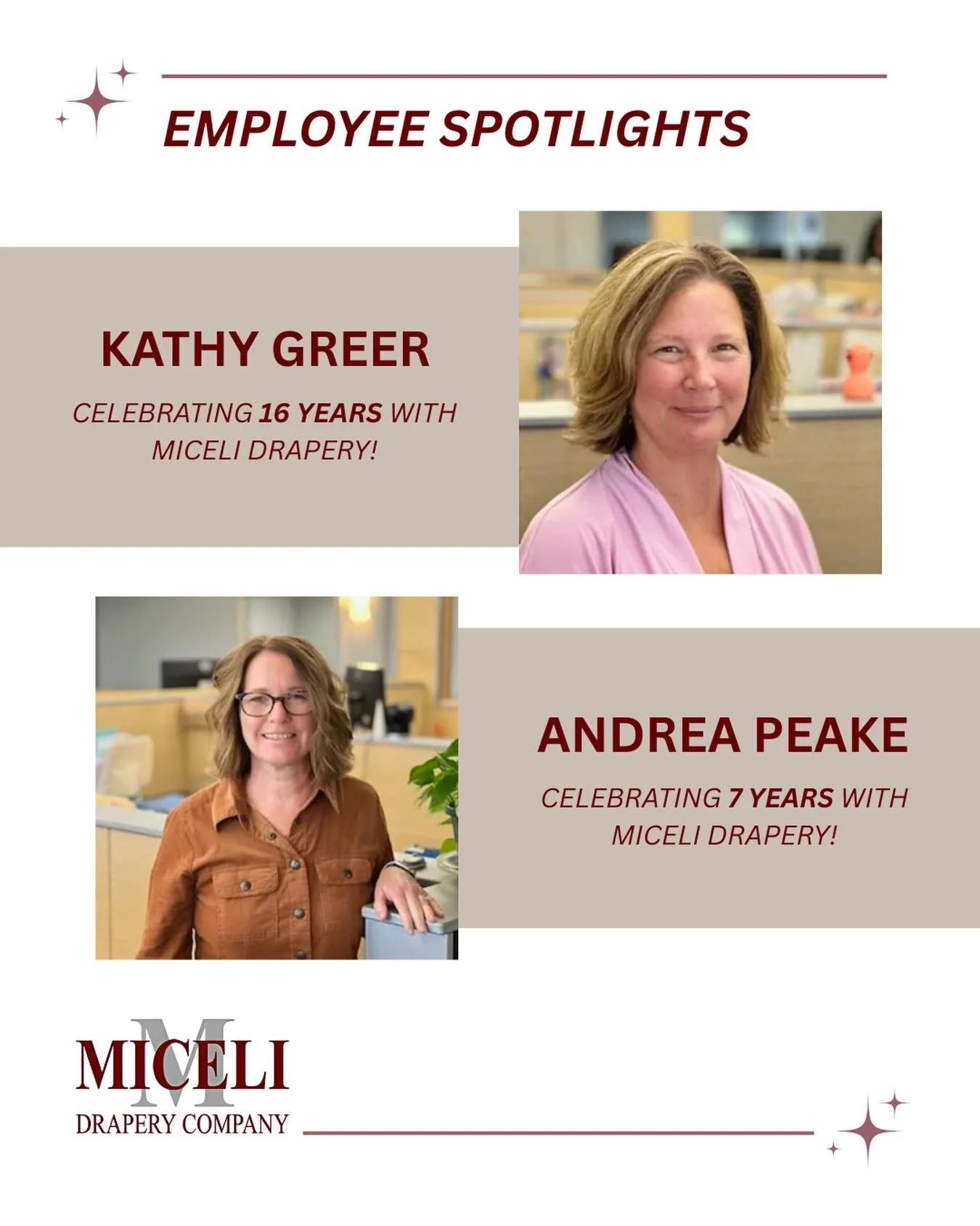 ✨Please join us in congratulating Kathy and Andrea, who celebrated their work anniversaries in November! We&rsquo;re so grateful for their dedication, hard work, and collaboration throughout the years! We are so lucky to have you on the Miceli team! 