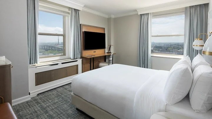 ✨Project Feature: Hilton Milwaukee 

We are proud to have fabricated custom window treatments for the recently renovated guestrooms and suites at Hilton Milwaukee. The scope included classic custom pinch pleat draperies and sheers- installed within v