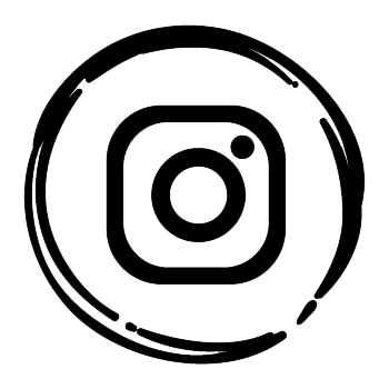 Instagram logo with a circular black brushstroke background