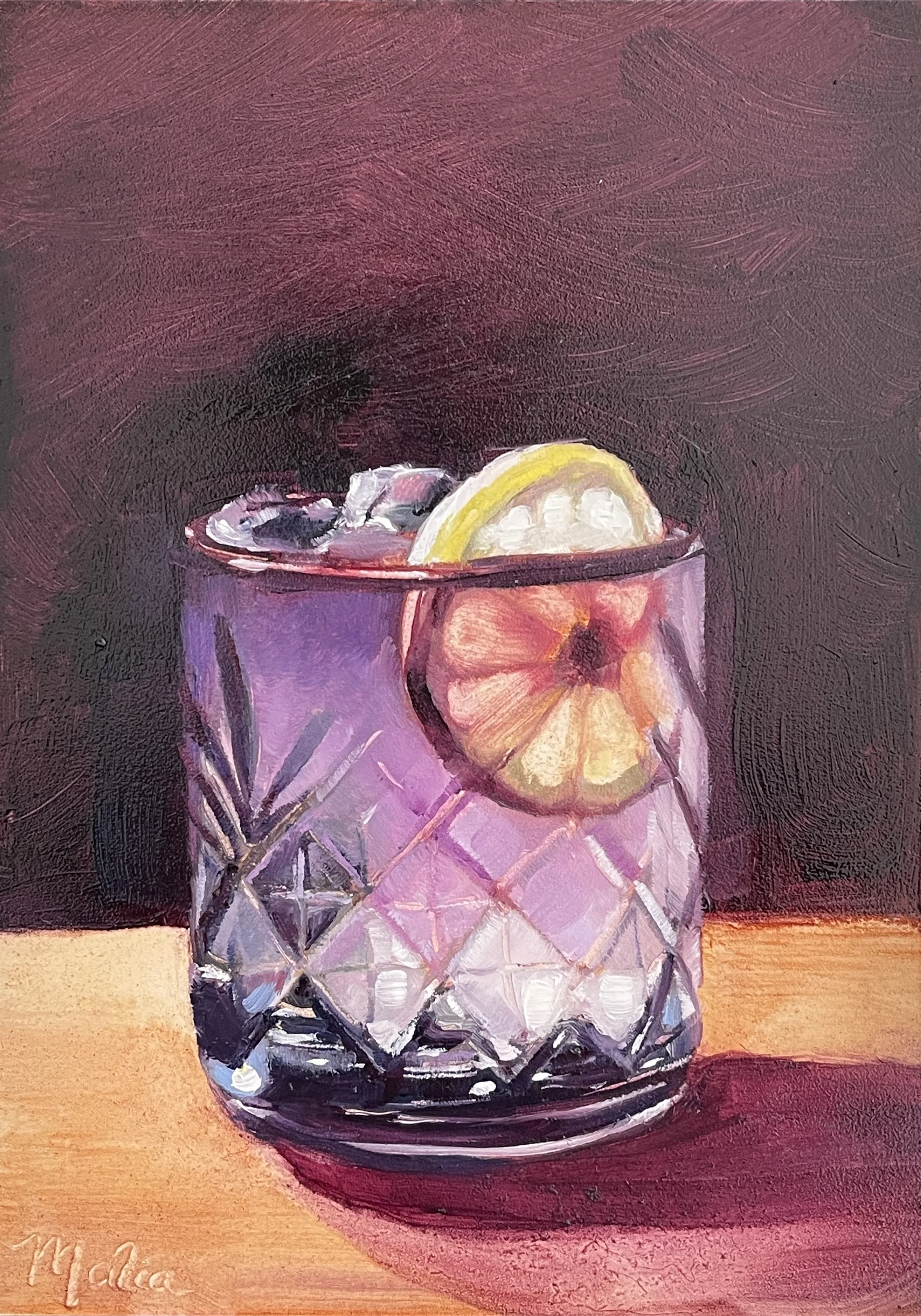 *SOLD* Empress Gin & Tonic, 5"x7", Oil Painting
