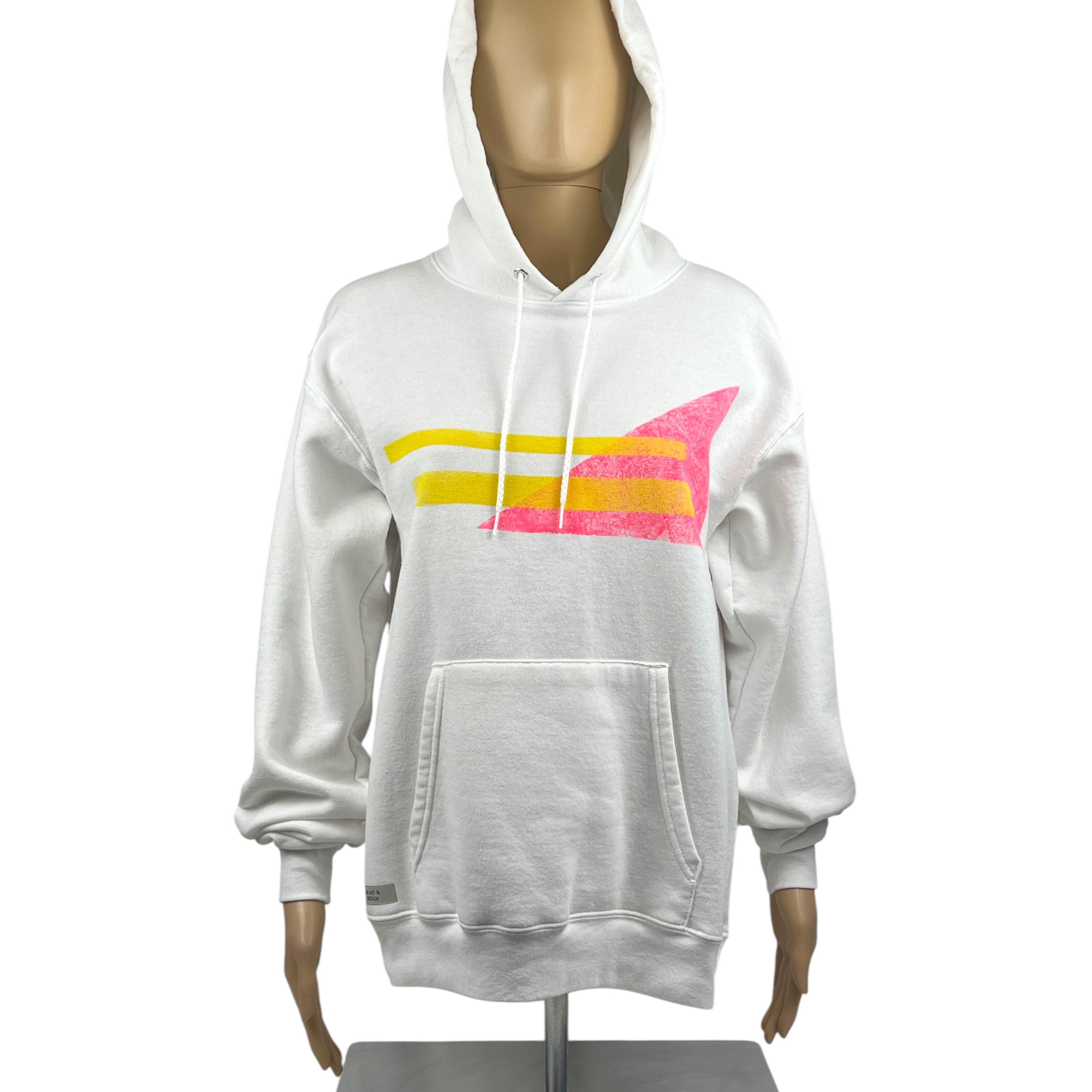 Unisex Hoodie in White with Miami Vice Print sz S