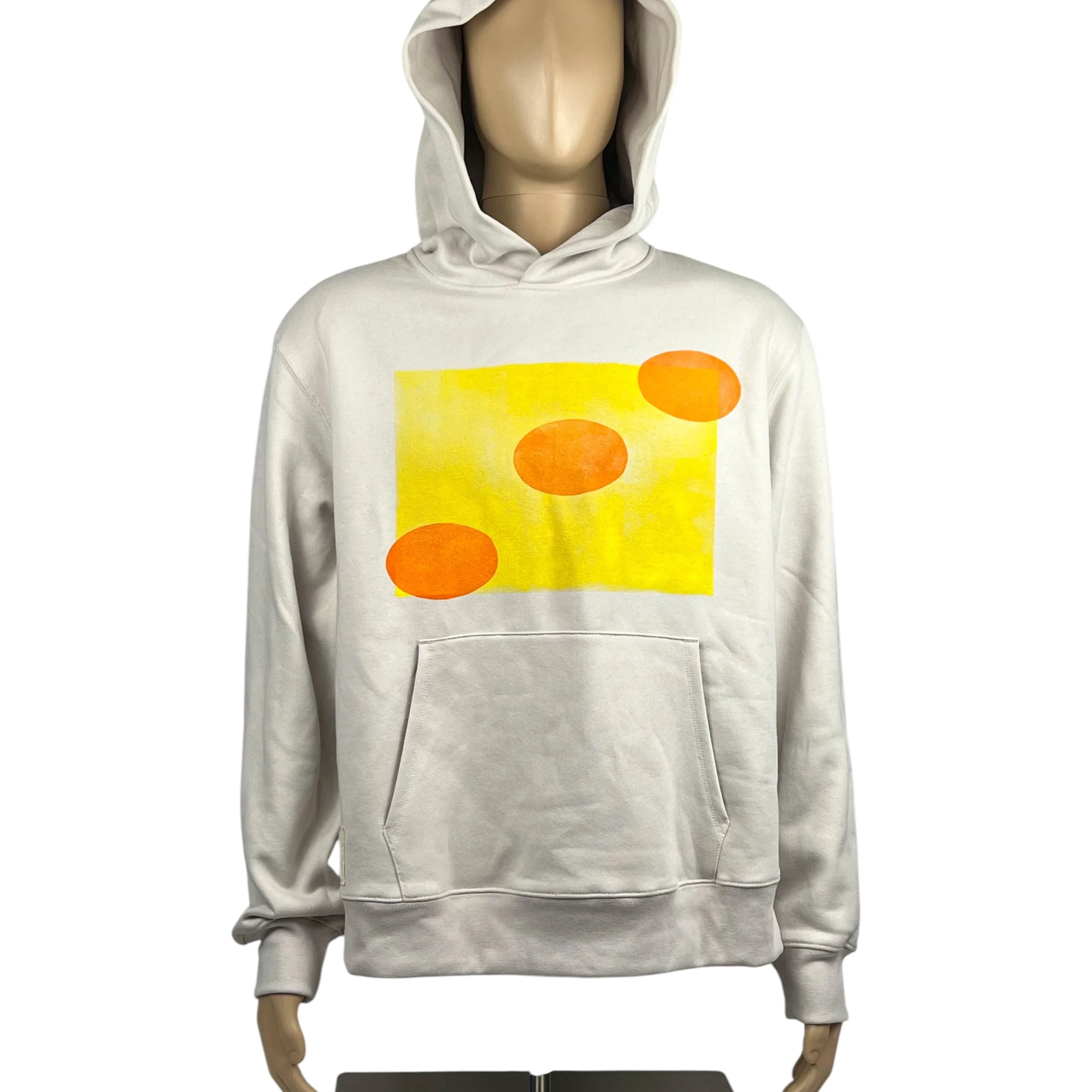 Unisex Sand Colored Hoodie in "Planet" Print.  Sz M