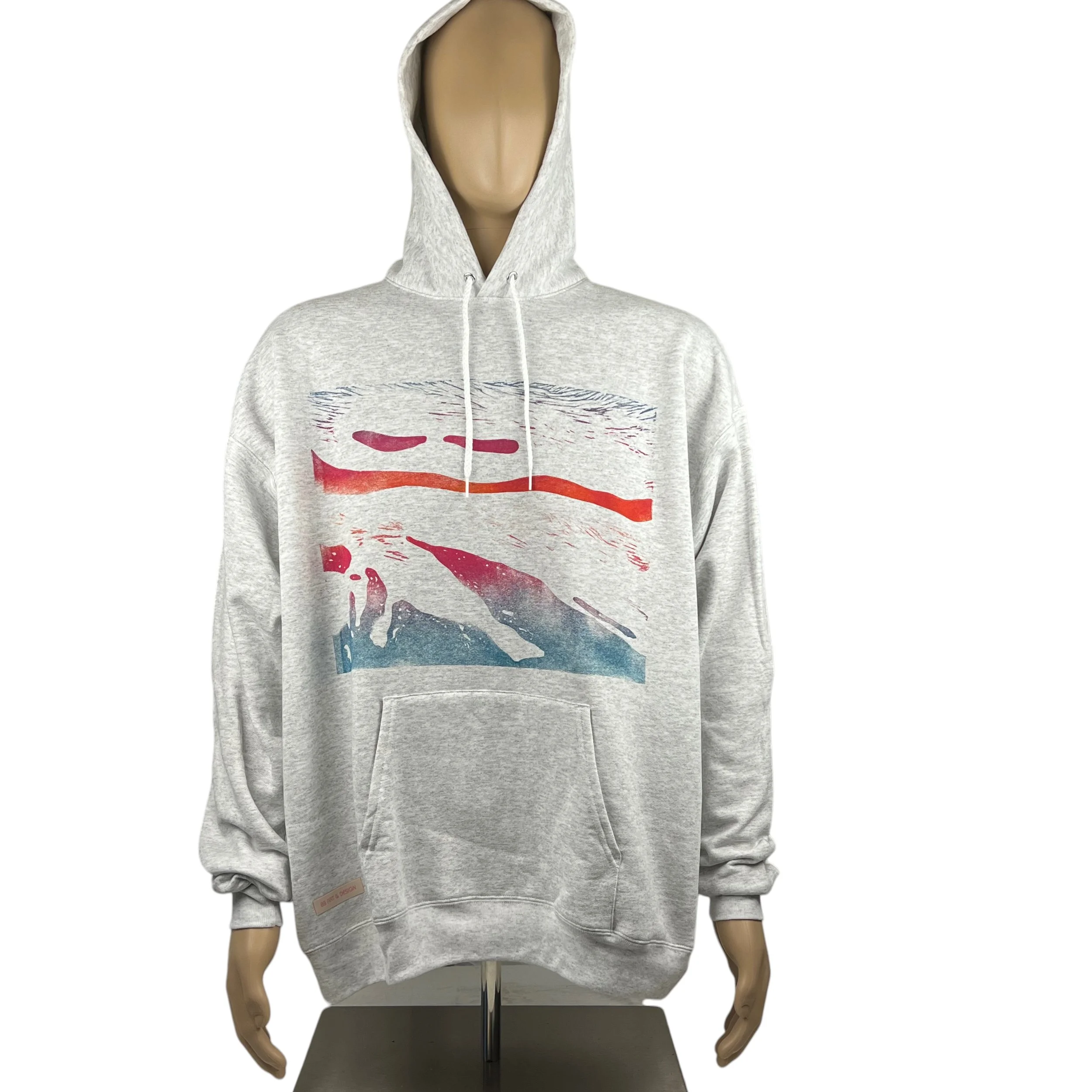Unisex Hoodie in Grey w Multi Color Print SzXL