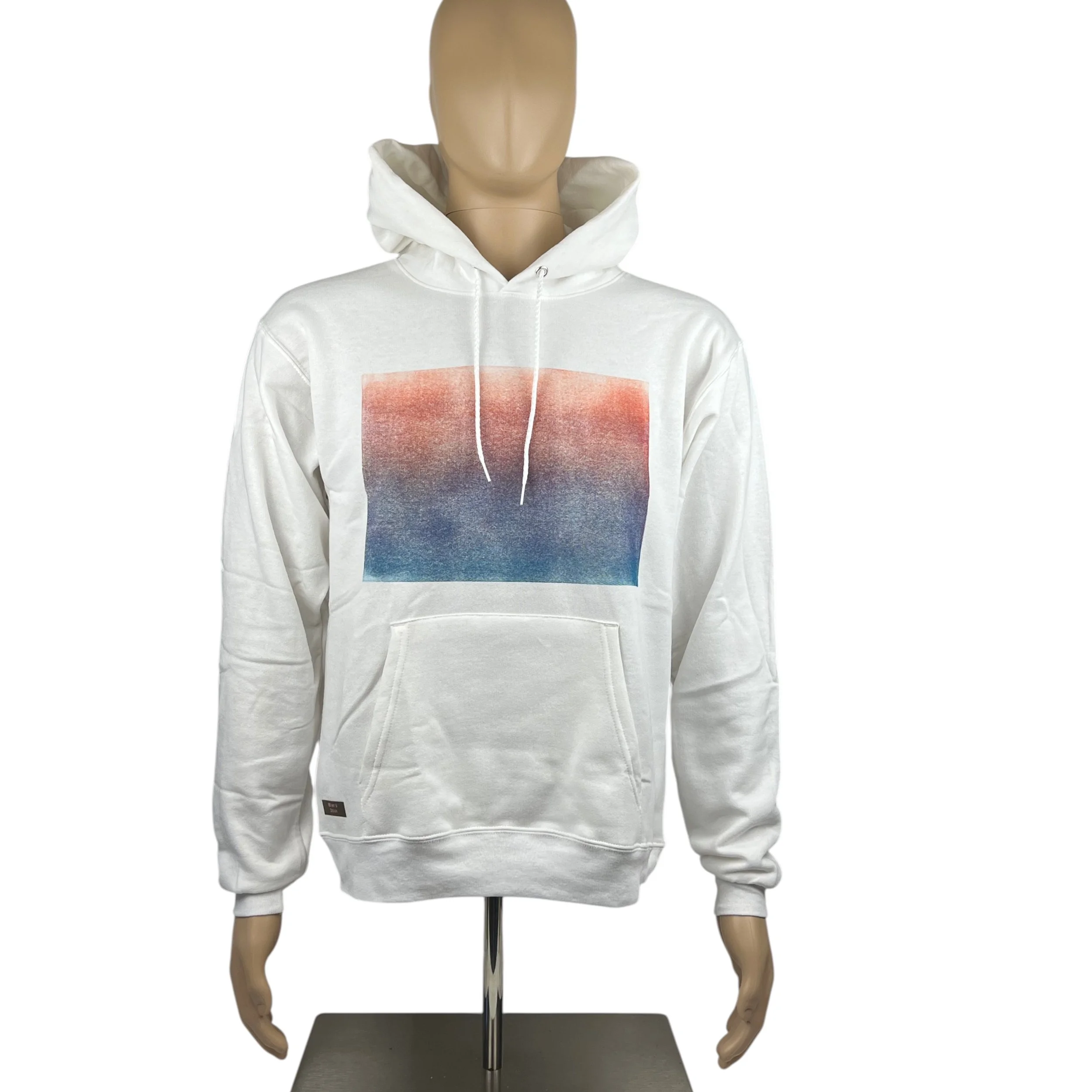 Unisex Hoodie in White with Balayage Print SzS