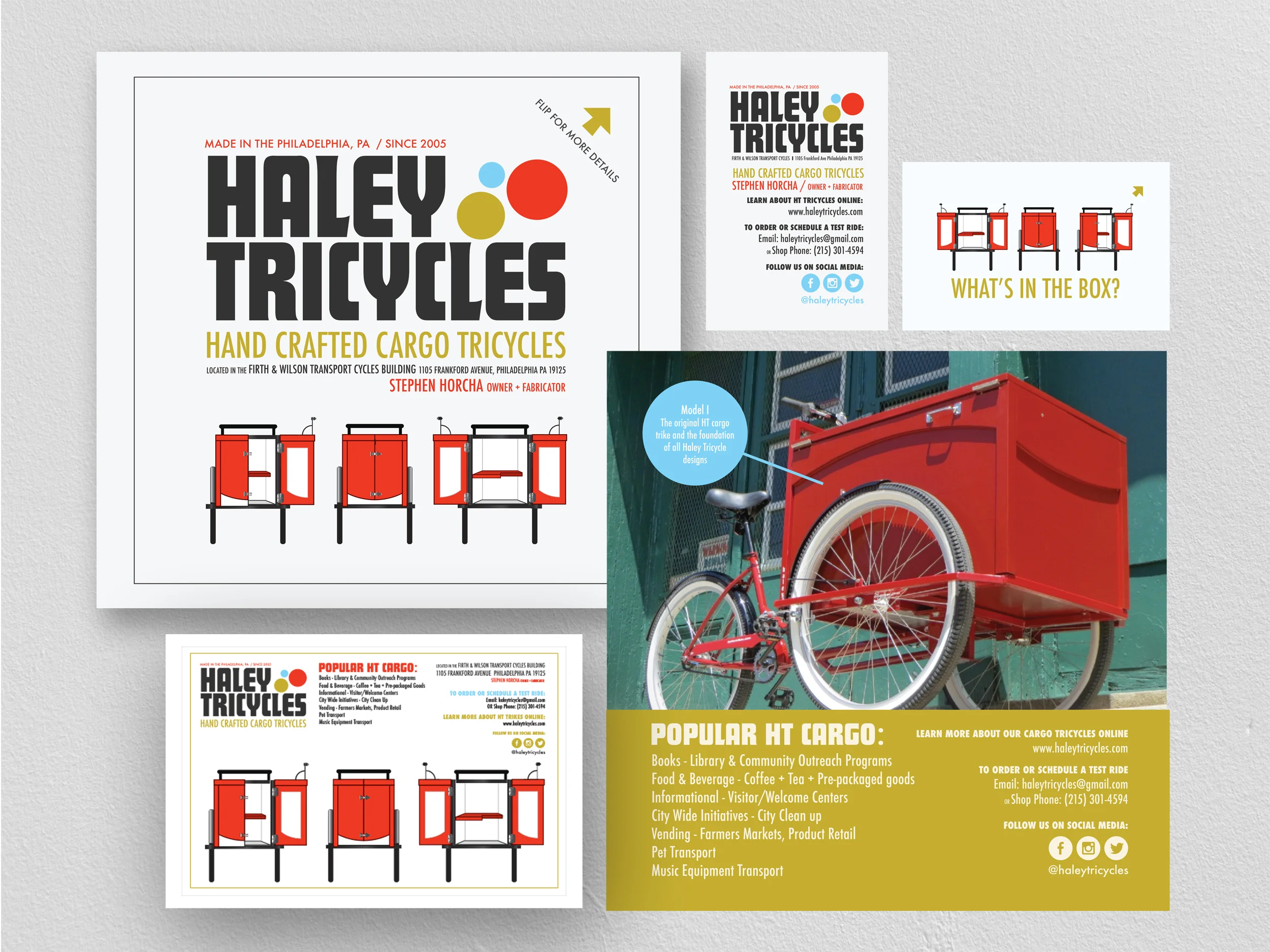 Pictured Above: Flyer, business card, promotional sticker designed for the Philly Bike Expo