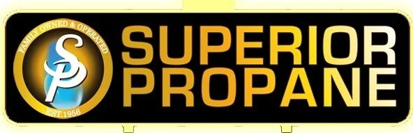 Logo for Superior Propane featuring a circular emblem with a blue and black background, gold border, and the words 'Family Owned & Operated Since 1956'.