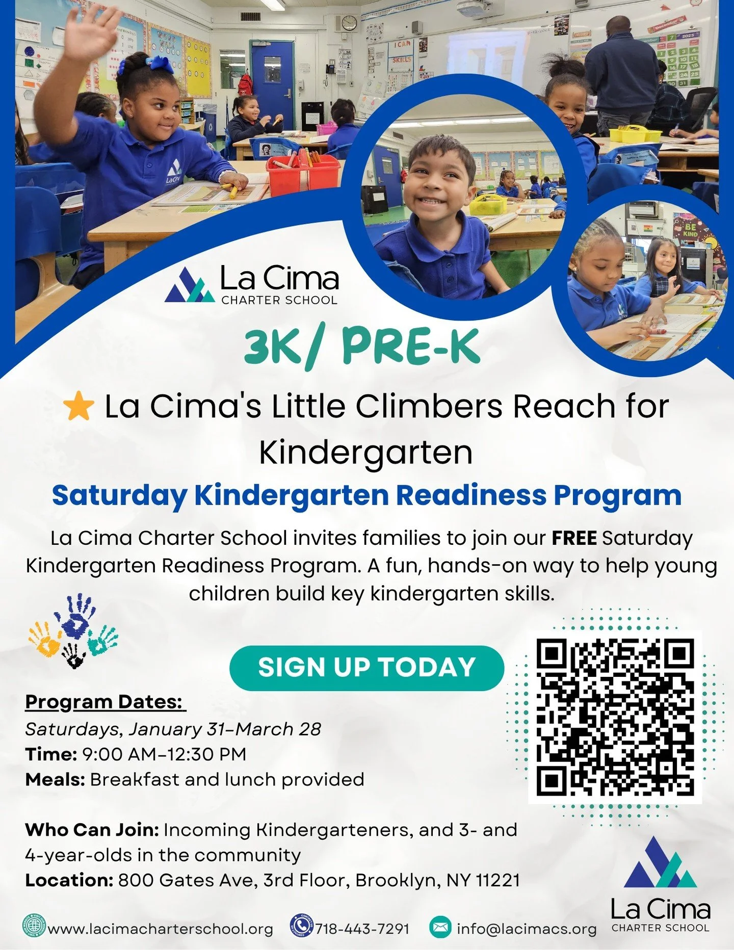 Get ready for Kindergarten! 🎉
La Cima Charter School invites families with 3-and 4-year-olds to join our FREE Saturday Kindergarten Readiness Program. A fun, hands-on way to help our youngest learners build the skills they need for success. 🌟📚

&i