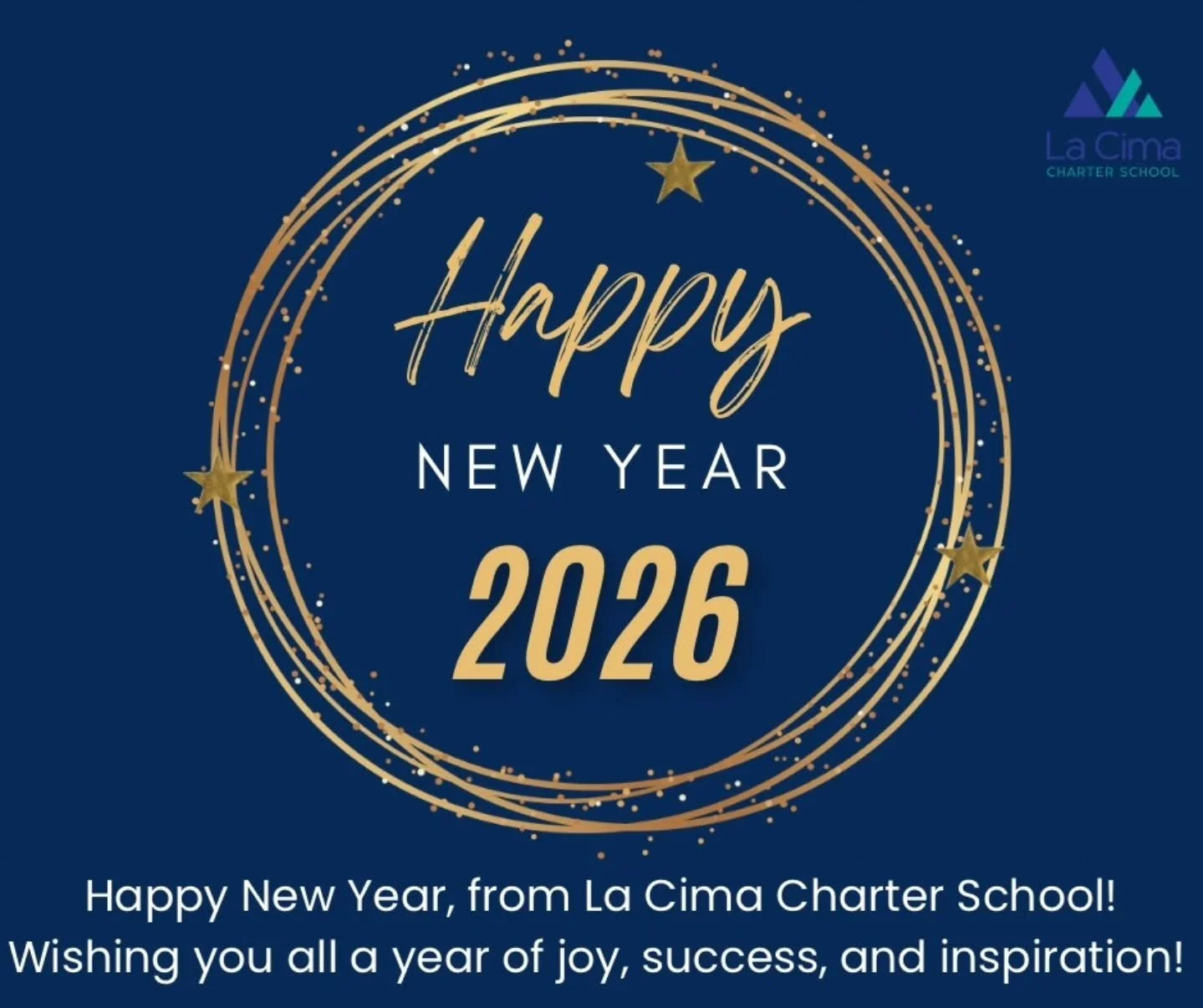 🎉✨ Happy New Year from La Cima Charter School! Here&rsquo;s to new goals, growth, and success. We can&rsquo;t wait to see our scholars on Monday, January 5th! 💫📖

🎉✨ &iexcl;Feliz A&ntilde;o Nuevo de parte de la Escuela La Cima Charter! Les deseam