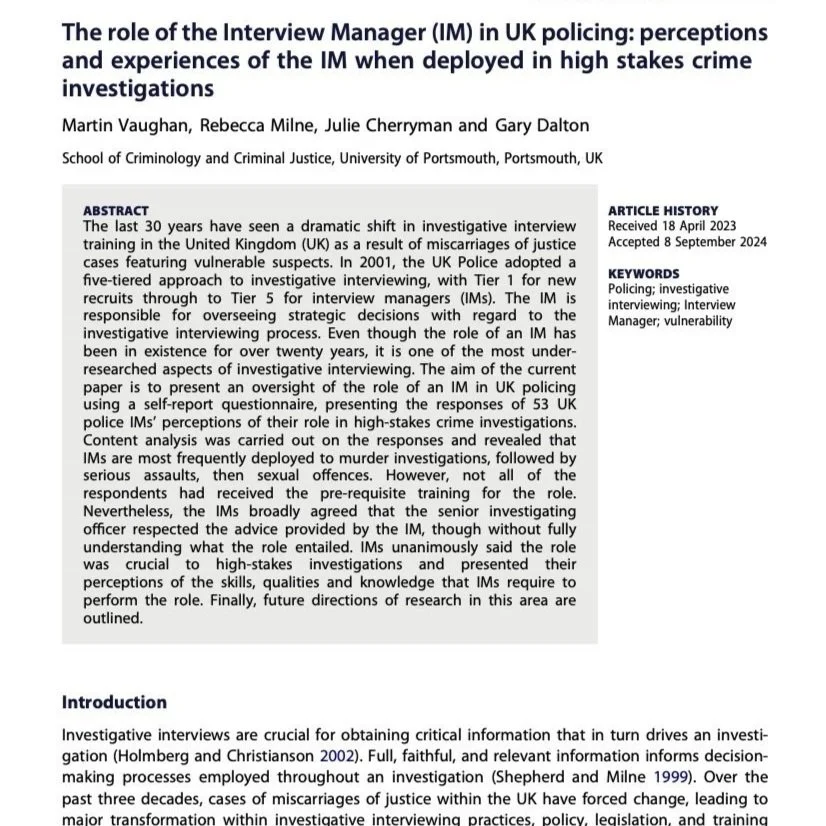 Role of the Interview Manager