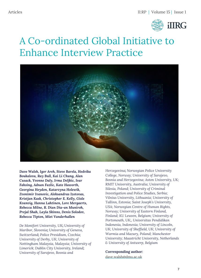 A co-ordinated global initiative to enhance interview practice