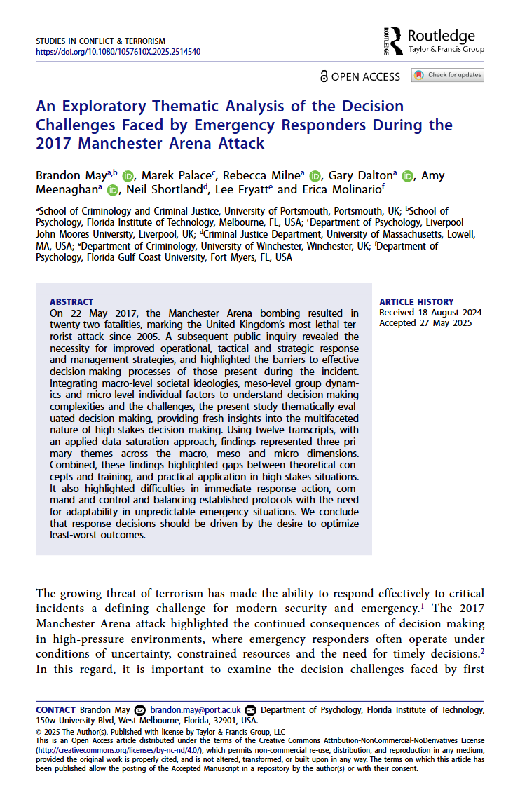 An exploratory thematic analysis of the decision challenges faced by emergency responders during the 2017 Manchester Arena attacks