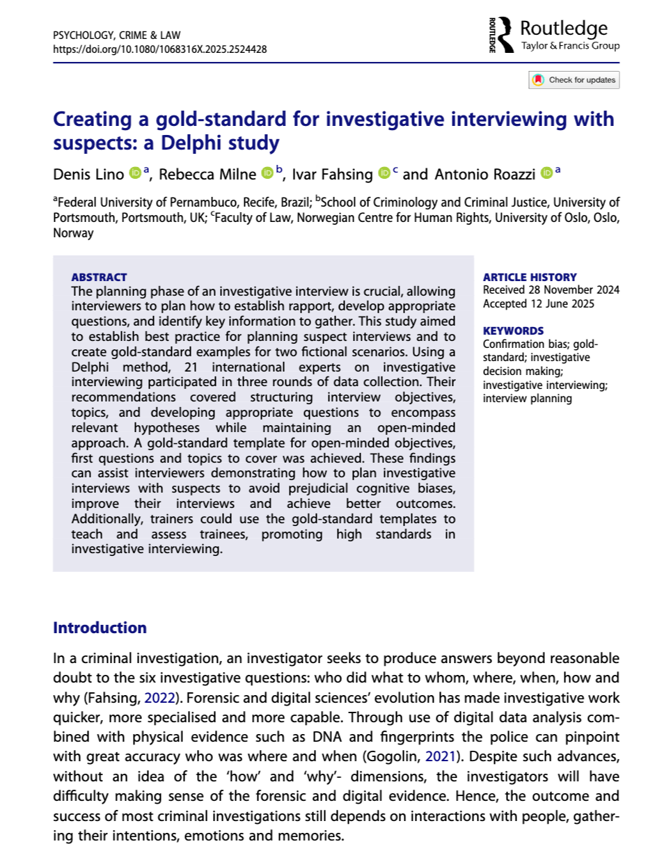 Creating a Gold-Standard for Investigative Interviewing with Suspects