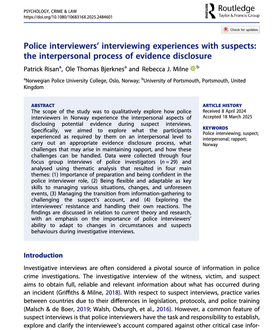 Police Interviewers’ Interviewing Experiences with Suspects