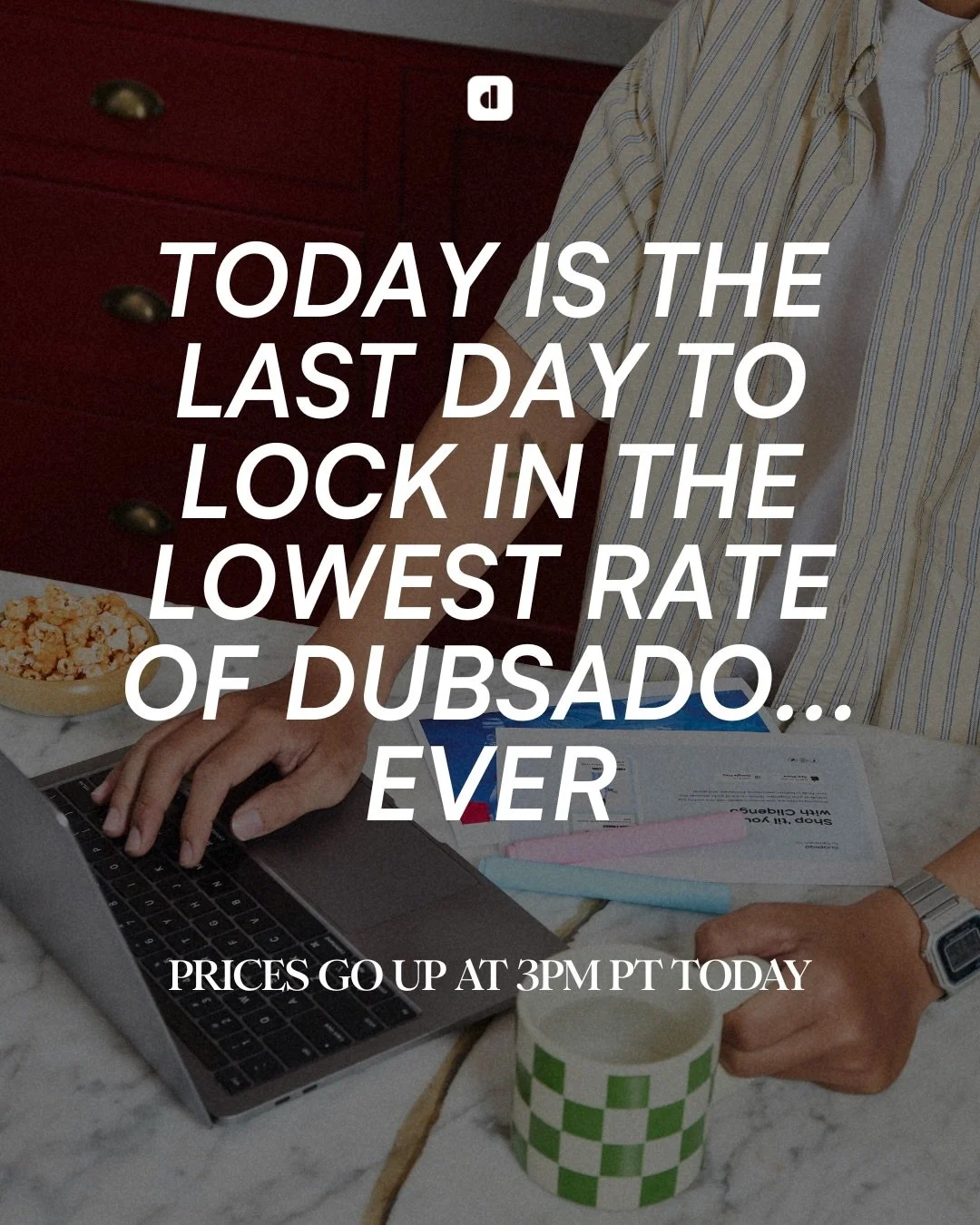 ⏳ Last call: Our lowest pricing EVER ends today. 

This is your last chance to get:
💸 50% off your first year on an annual plan
🔒 Lock in current pricing before increased rates begin for new subscriptions today at 3:01pm PT

If you&rsquo;ve been wa