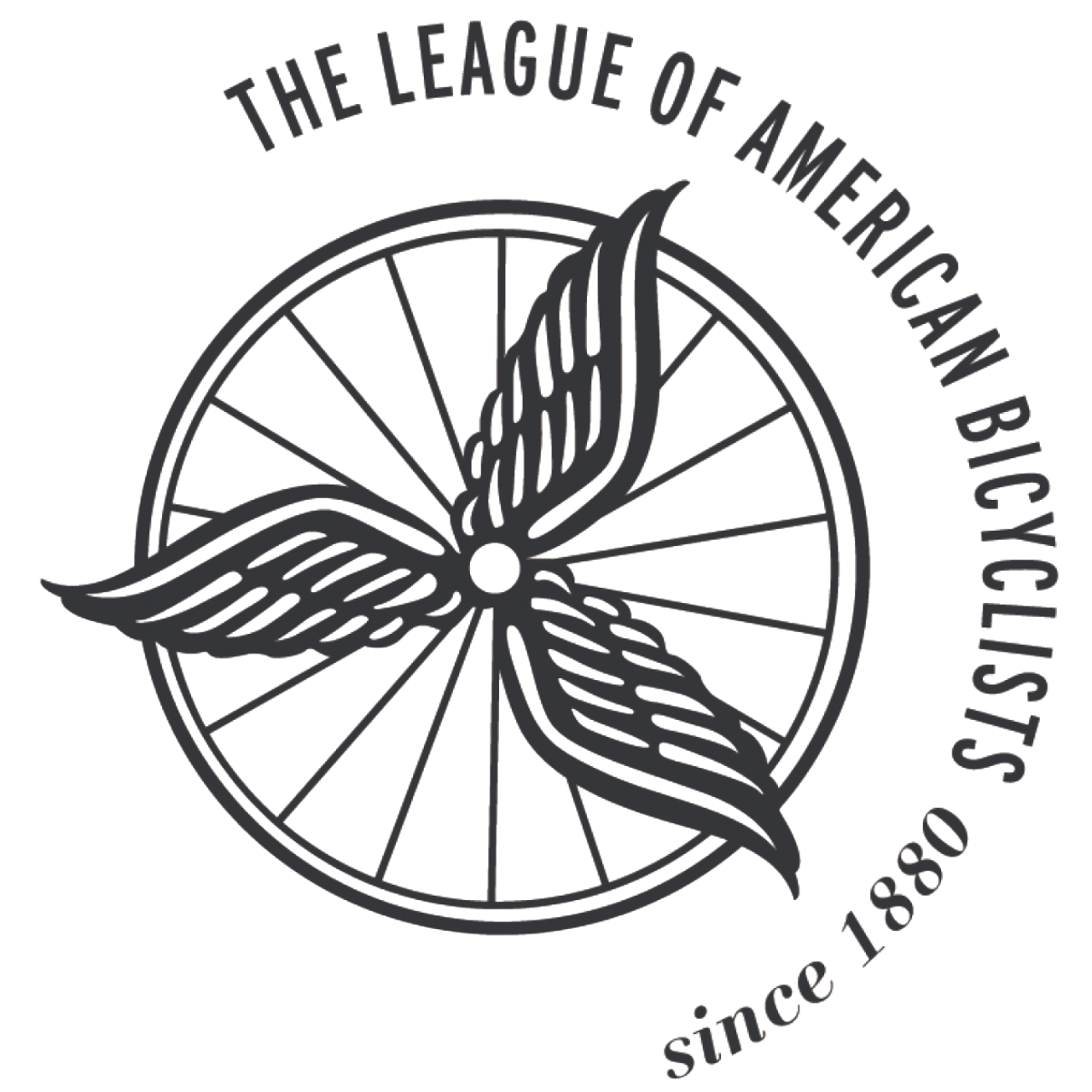 Logo of The League of American Bicycle Citizens, featuring a bicycle wheel with a stylized bird and the text 'since 1980'.