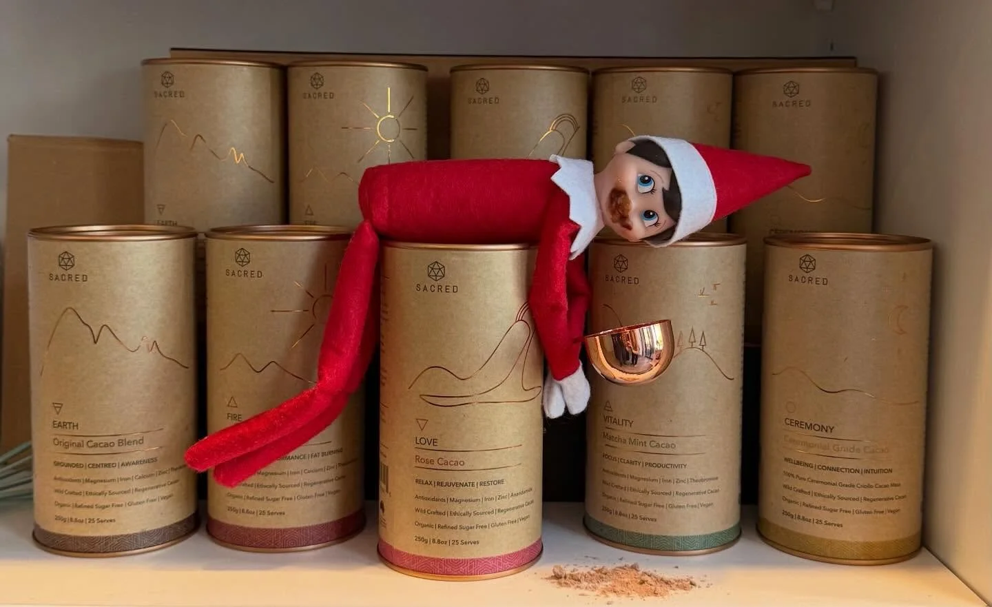 Caught Dewy Neo getting into the Sacred Taste Cacao&hellip;
Perfect for an energising boost or a moment of calm to get you through the next few festive days. 
Don&rsquo;t forget to leave a cup out for Santa! 🎄