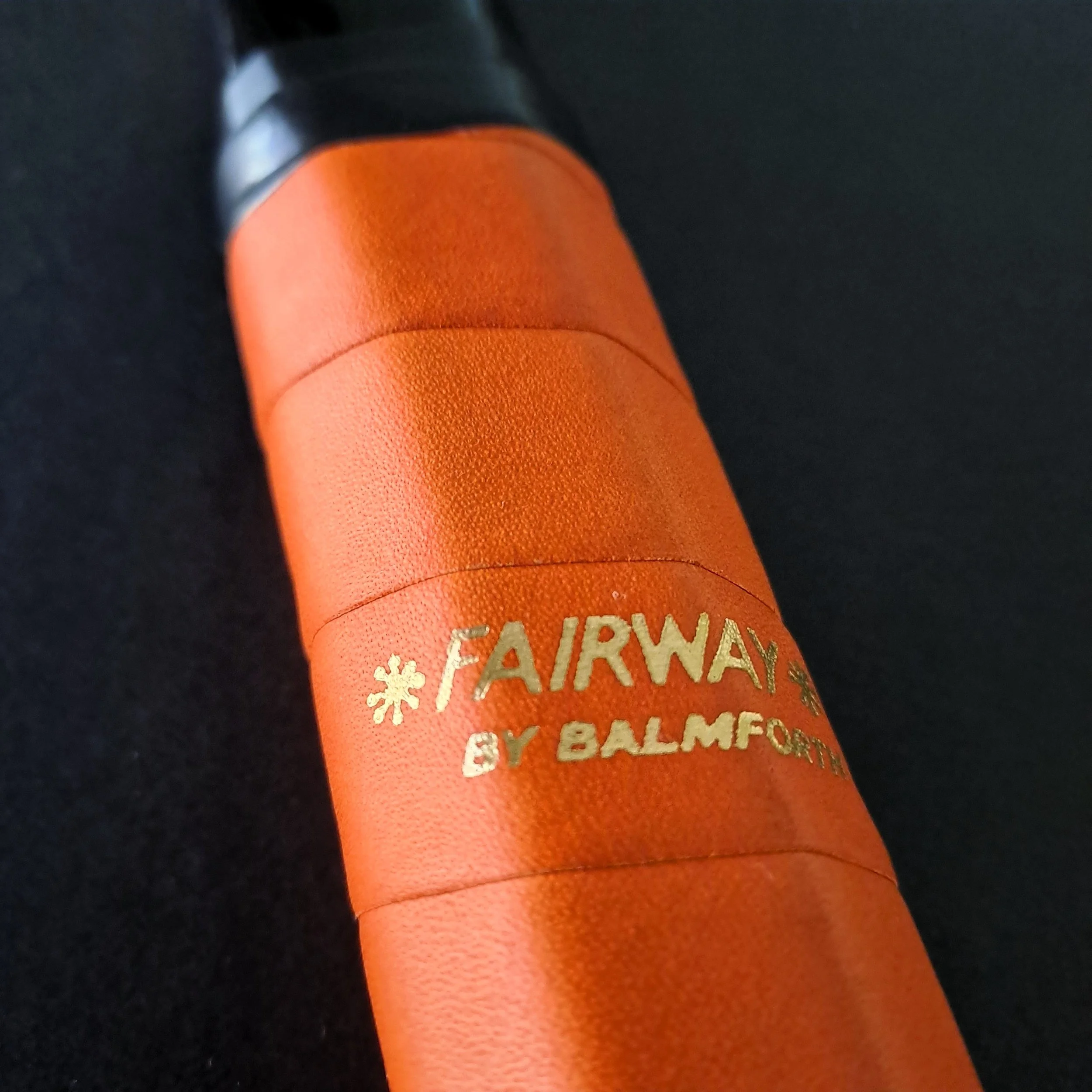 Part of a grip made by Fairway by Balmforth showing the maker's name.