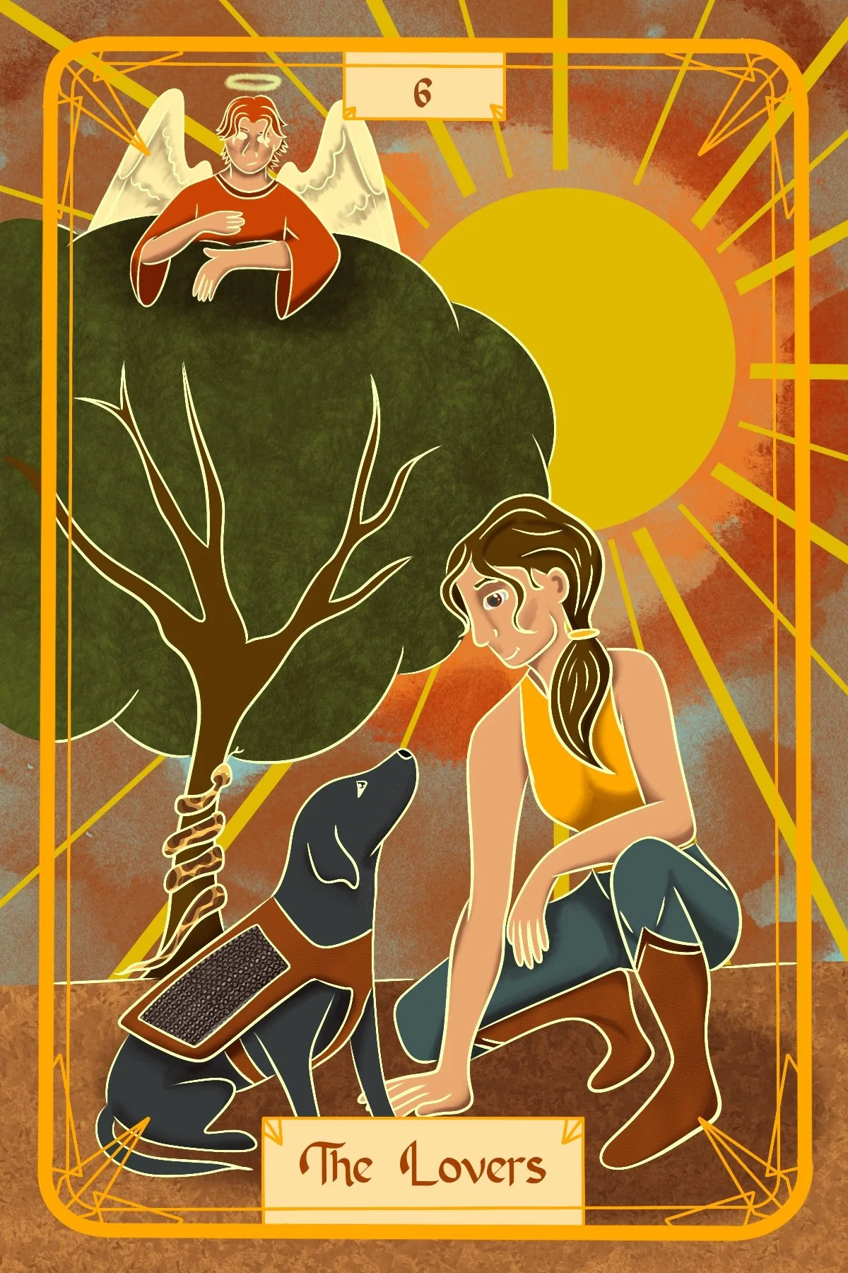 This was one of my thesis project images, a tarot card design around the prompt of service dog teams.