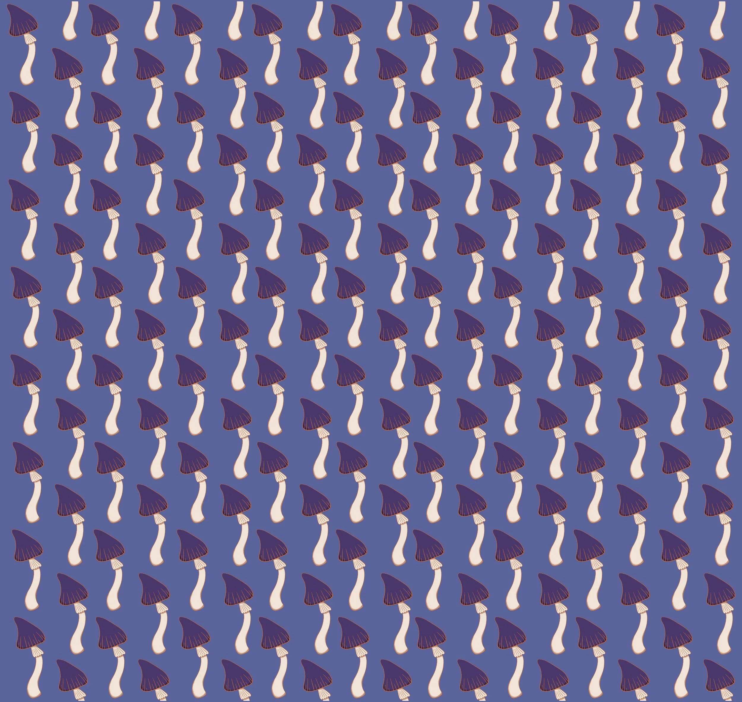 1/2 Drop repeating pattern with tall mushrooms color variation.