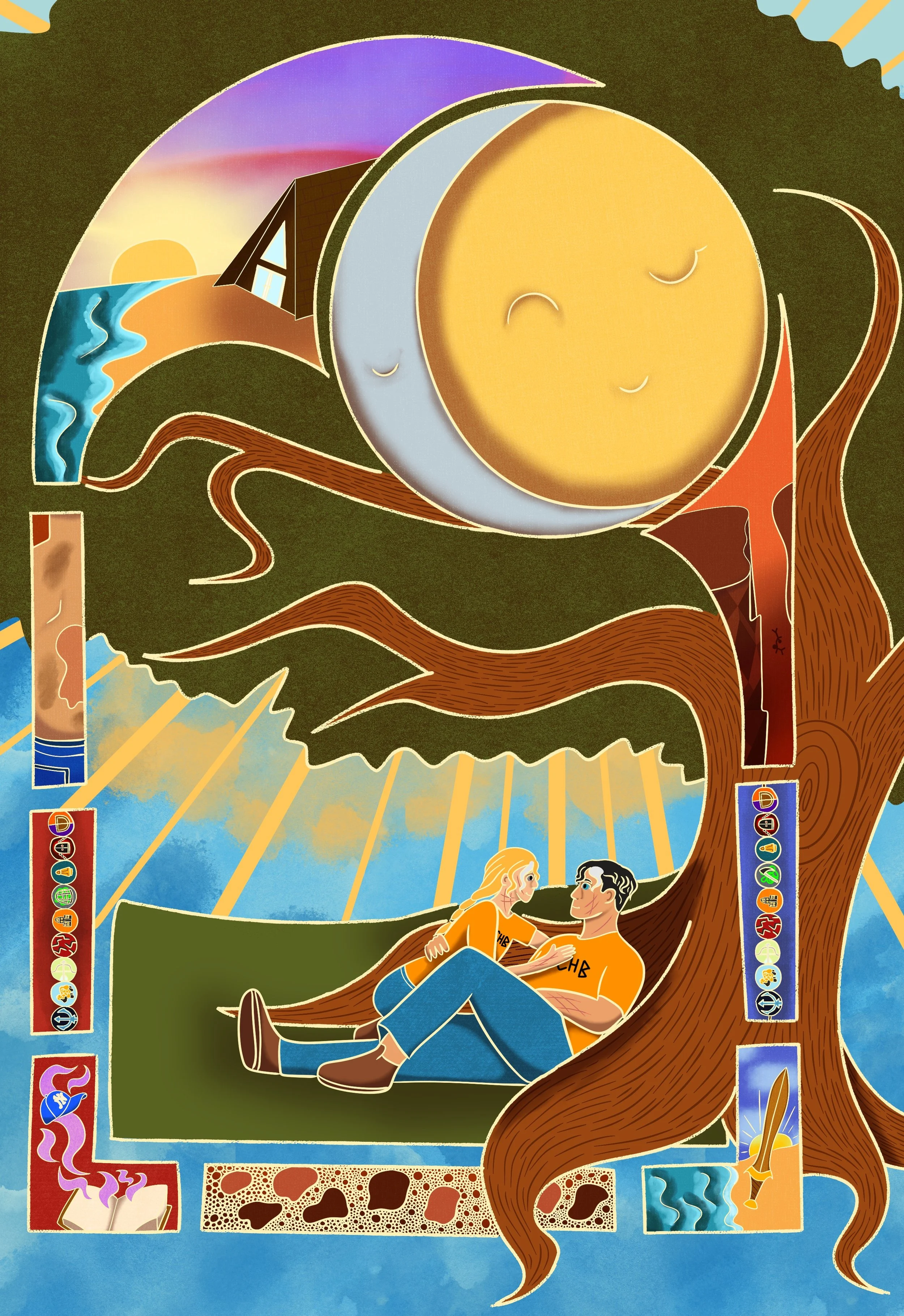 A Percy Jackson piece done in an Art Nouveau style around Percy and Annabeth’s relationship.