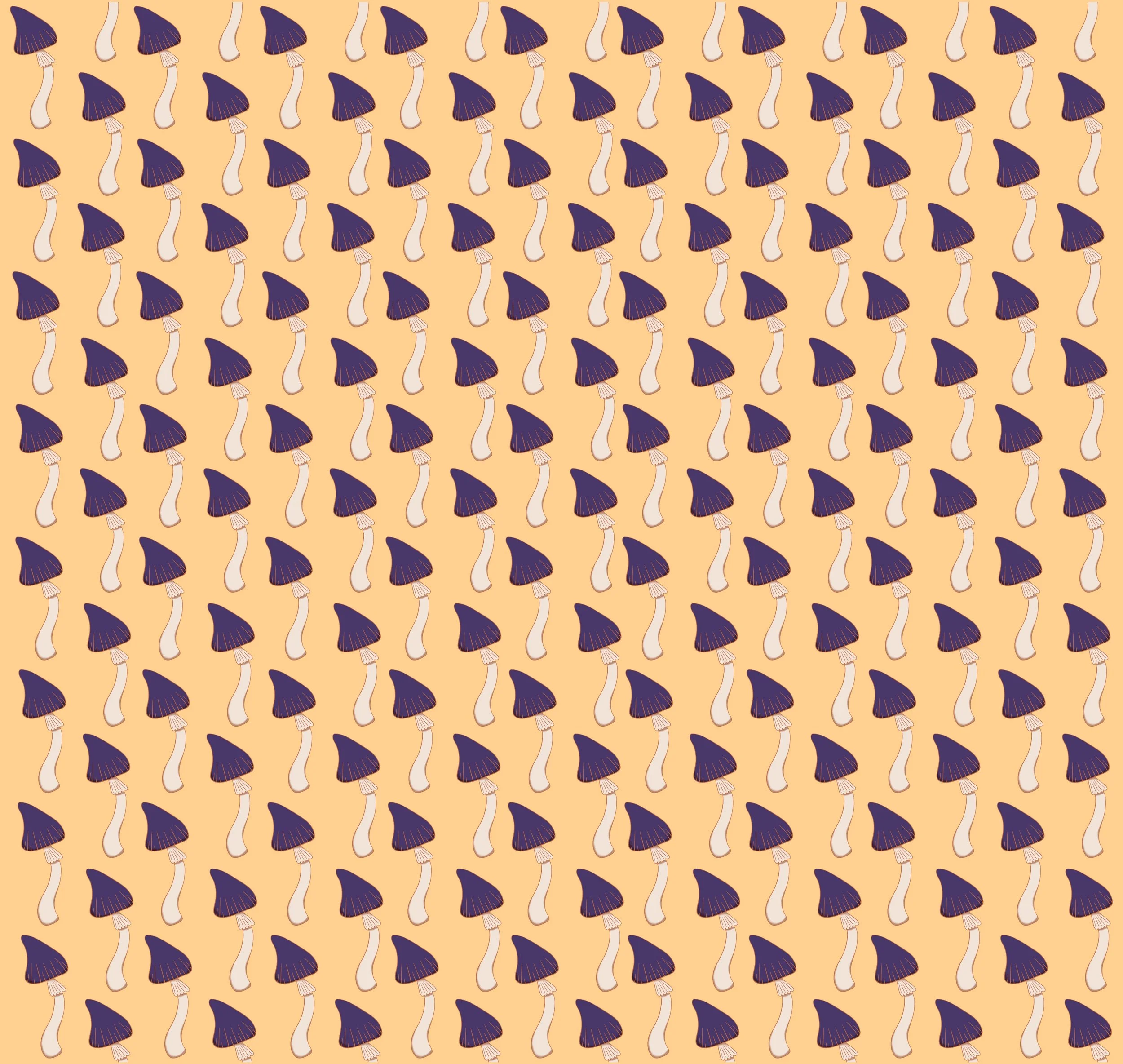 1/2 Drop repeating pattern with tall mushrooms color variation.