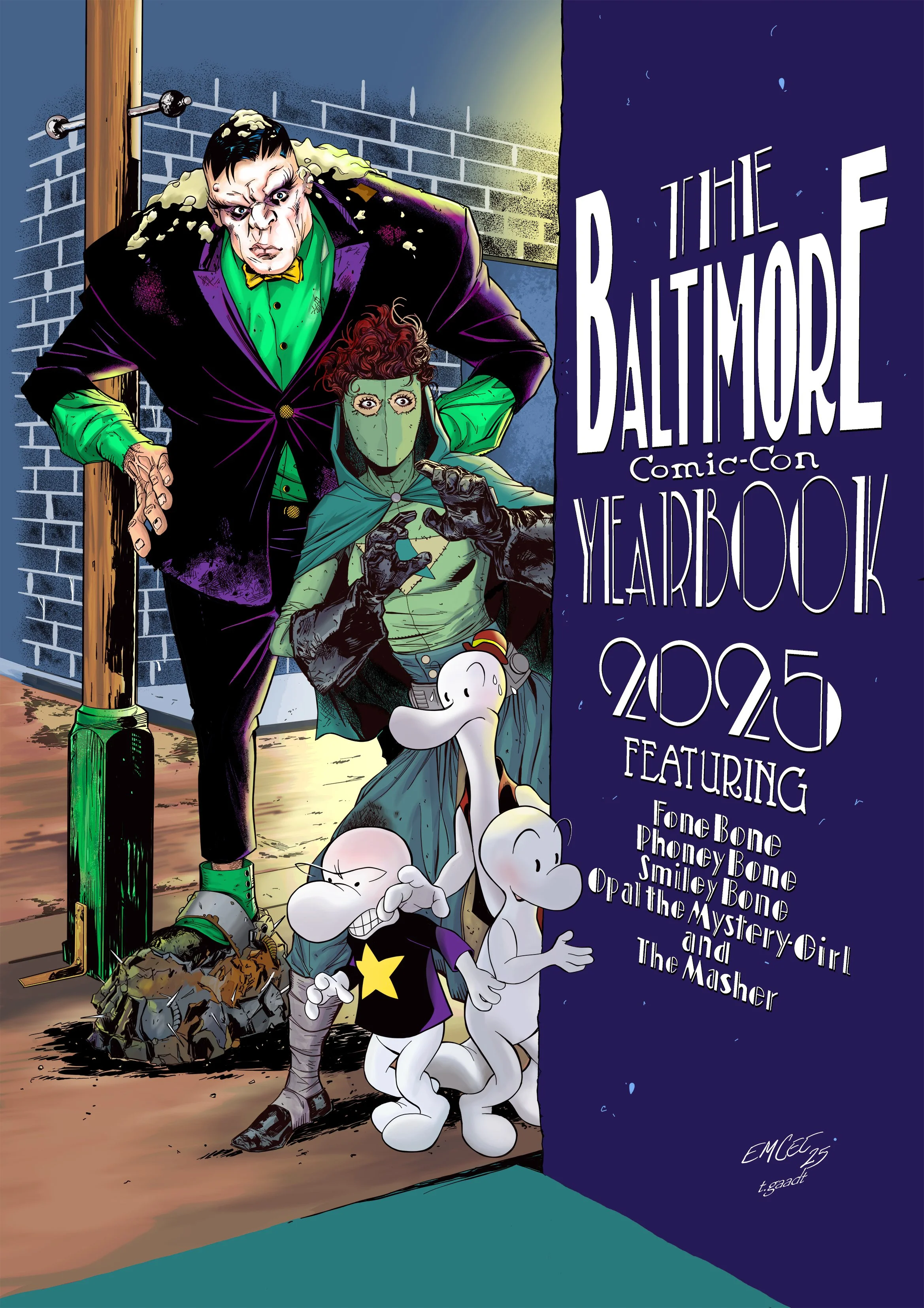 Baltimore Comic Con Yearbook featuring the BONE cousins and Opal and the Masher created  by Matthew Clark