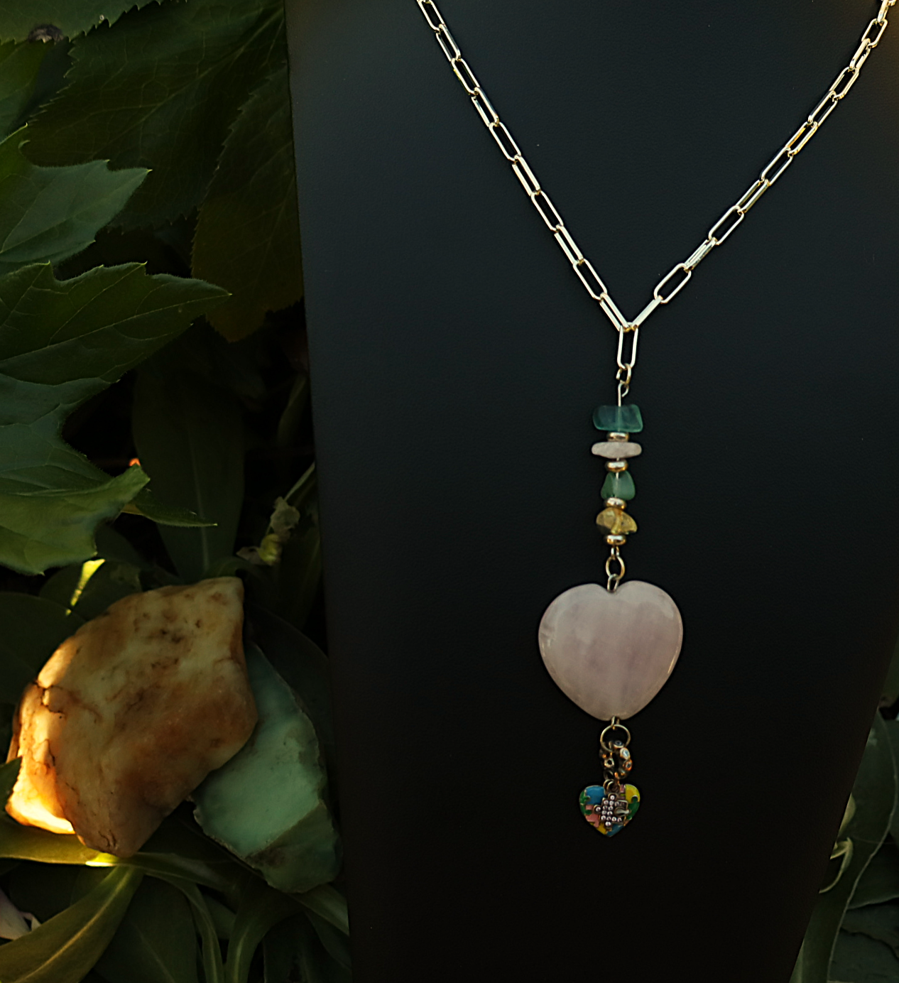 Sterling Silver Rose Quartz Heart Necklace