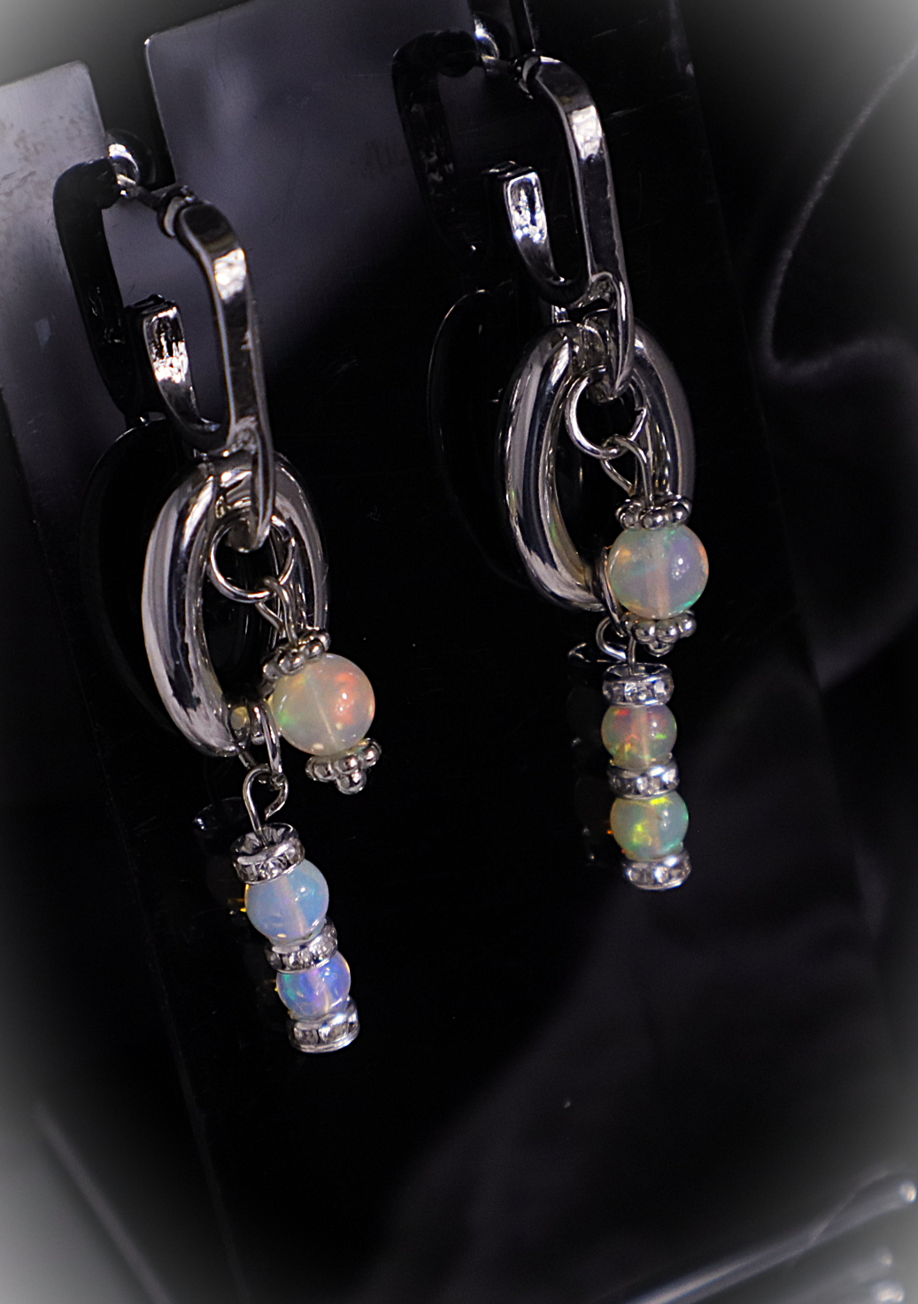Custom stainless steel Opal earrings