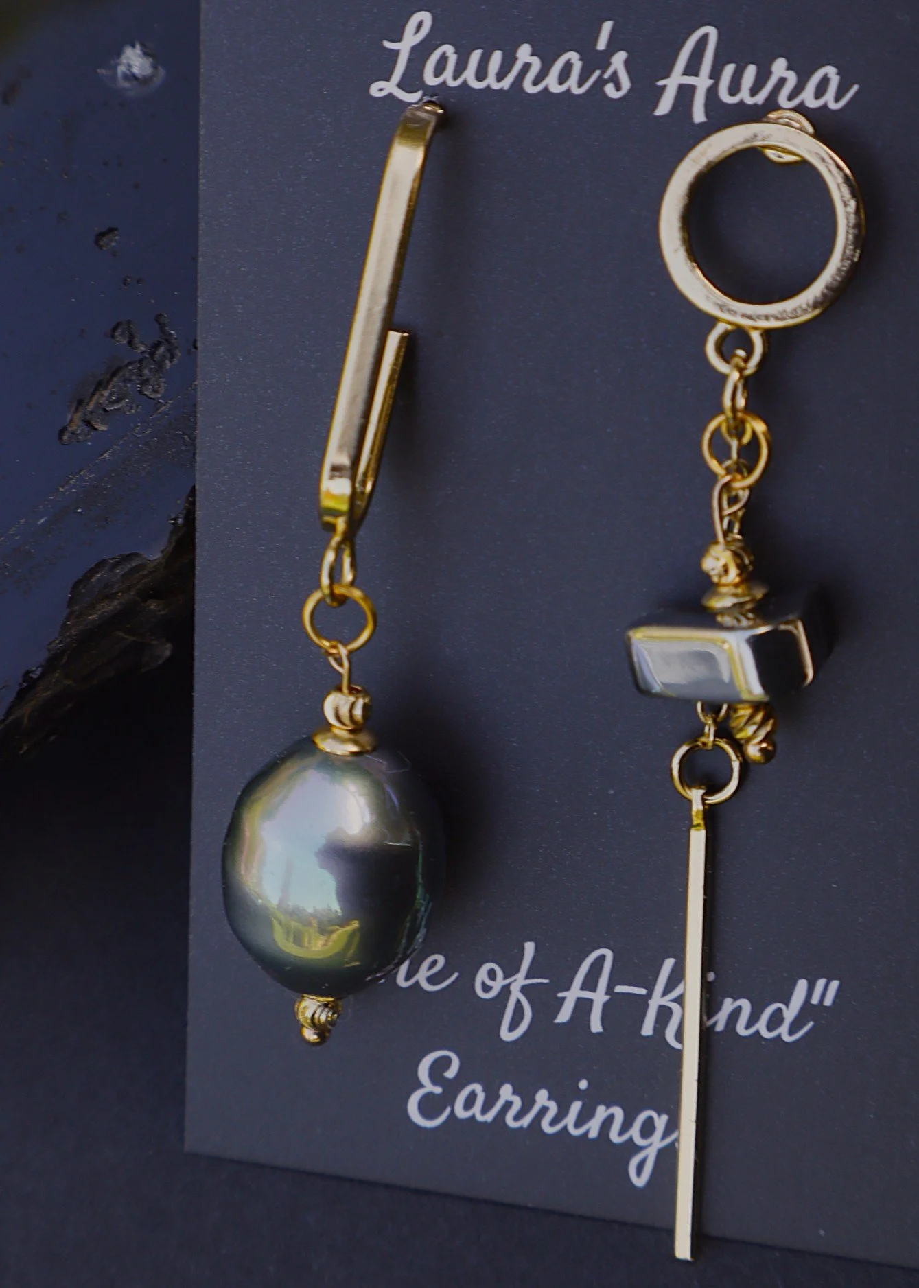 Gold-Tone Asymmetric Earrings-Laura's aura