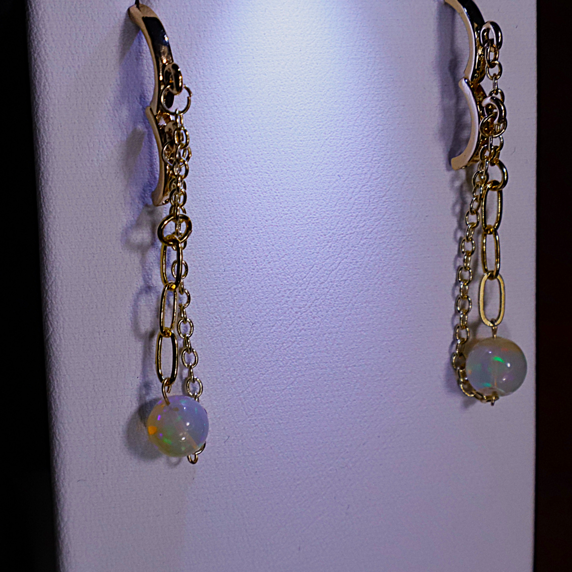 14K filled Opal dangle earrings