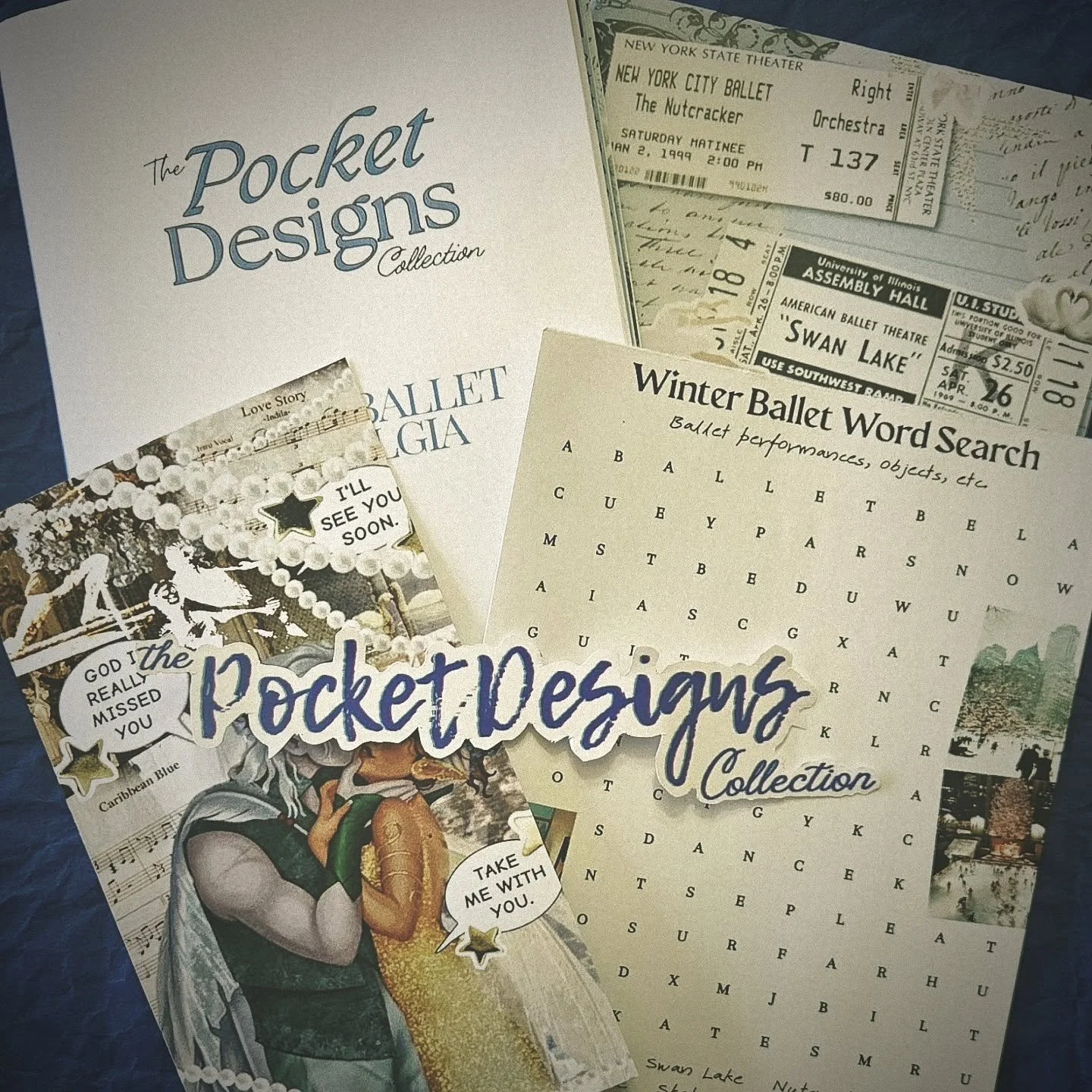 : A little sneak peek of what's included with the Winter Ballet Edition! I absolutely adore how this edition turned out ♡
.
.
Limited copies available on my website, link in Bio!
. 
.
#wordsearch #collageart #scrapbookingideas #stickers #wintercollag