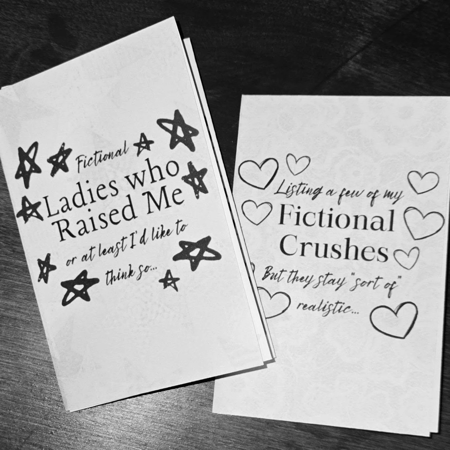 I've been inspired (by @ichigo.mart little fictional crush zine) to make 2 little silly zines! I thought they turned out so cute! I tried playing around with layout...and how much I wanted to out myself 😂
.
.
#zinemaking #fictionalcharacters #fictio