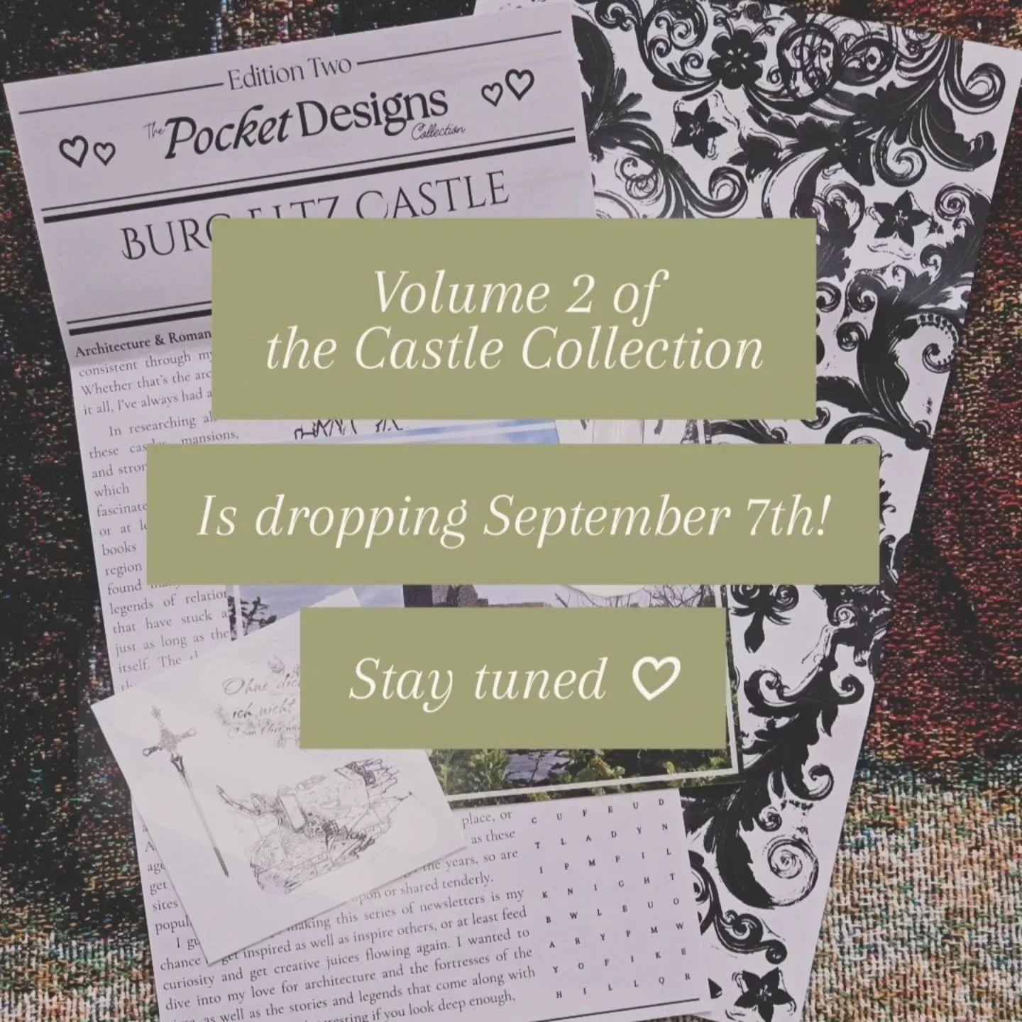 : Volume 2 of the Castle Collection dropping September 7th! I'm so excited to share this editions short story and writings ♡
.
.
This mail club features a newsletter with a short letter from me, a journal entry, a link to a short story I wrote inspir
