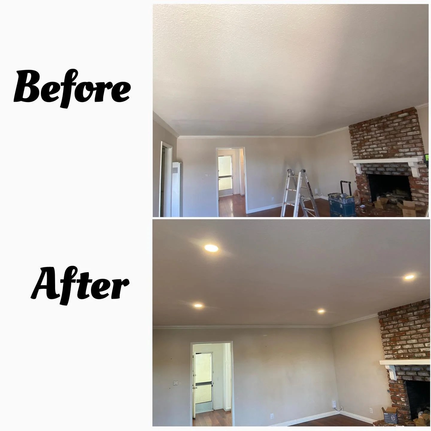 Installed 4 new recessed lights and Painted the ceiling.