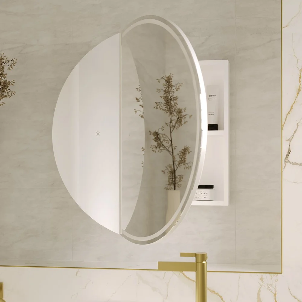 Round Split LED Mirror Cabinet
