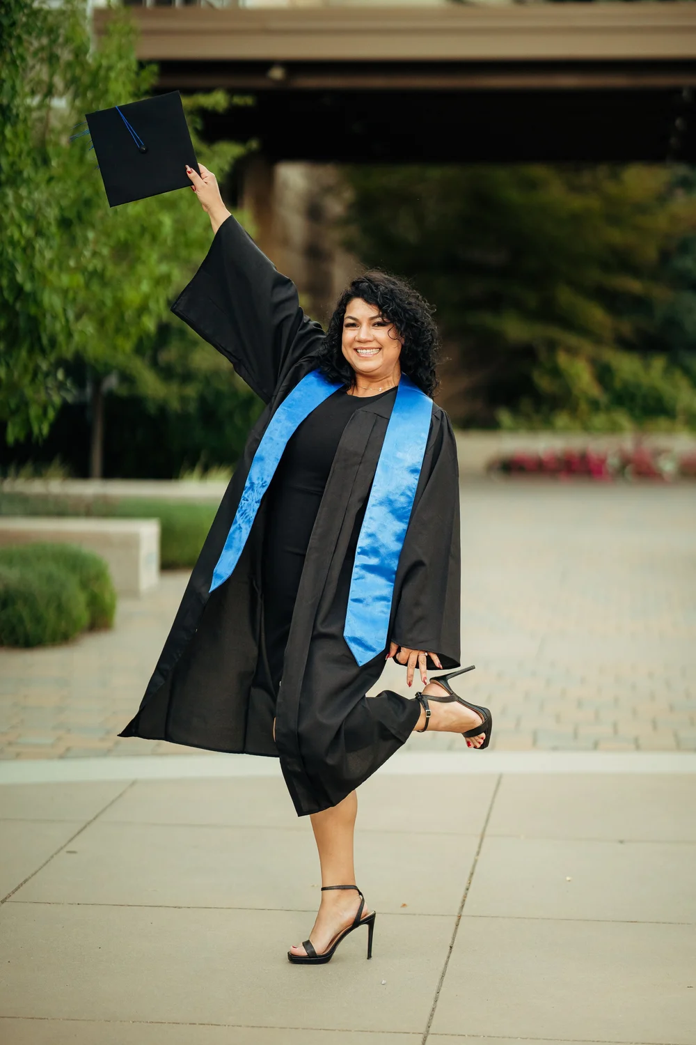Graduate in gown and stole
