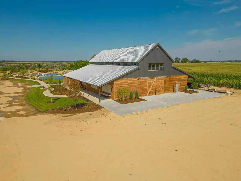 Aerial view of a modern building