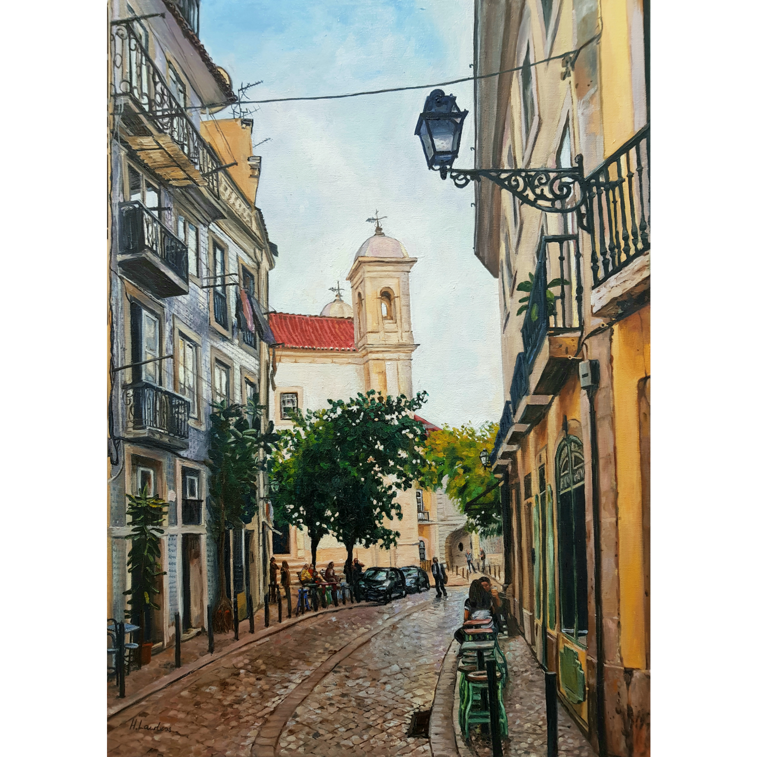 Early Afternoon on Rua de São Cristóvão in Lisbon - Harriet Lawless Artist