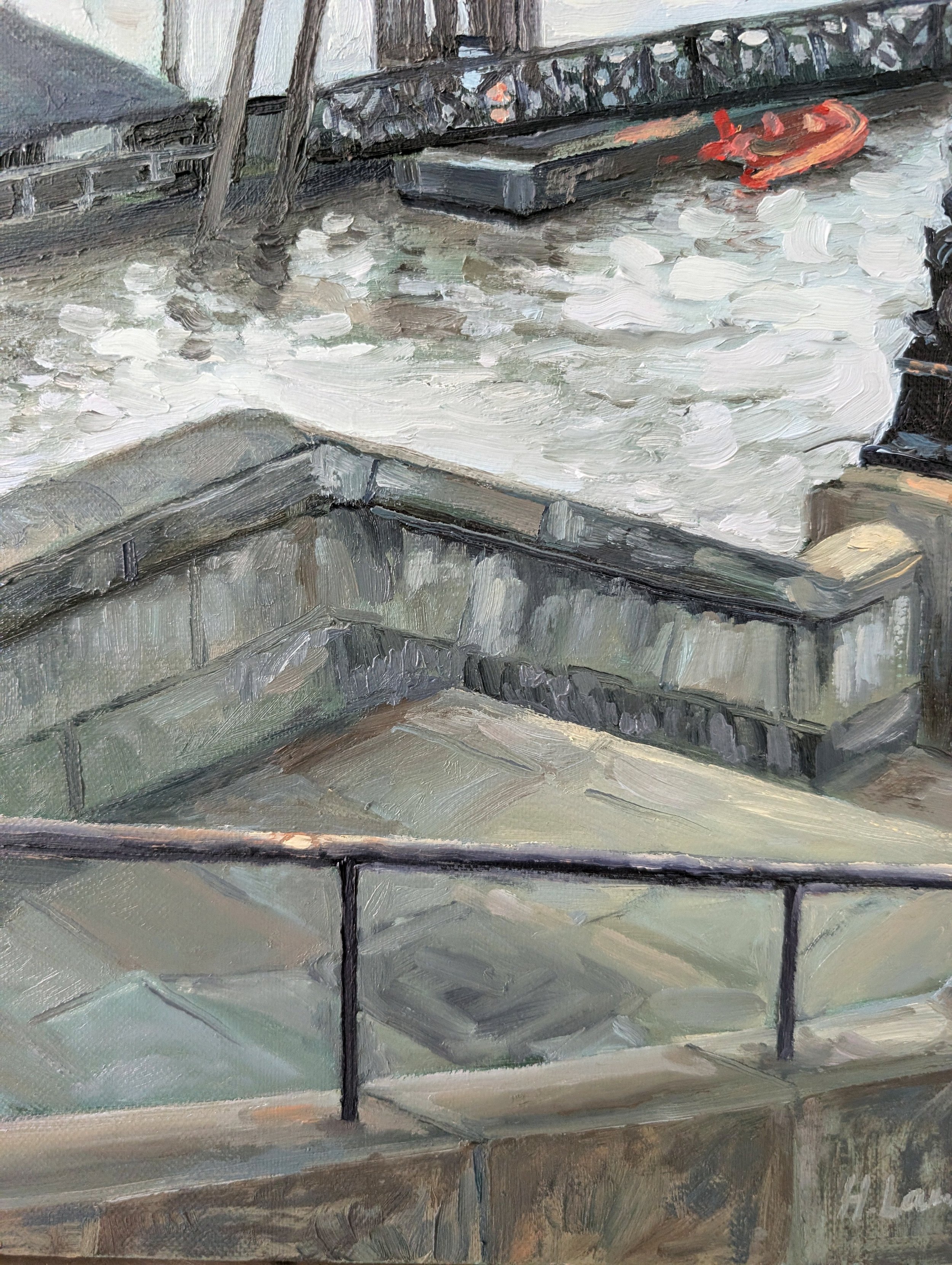 Twilight Reflections; Palace of Westminster from Lambeth Bridge - Harriet Lawless Artist