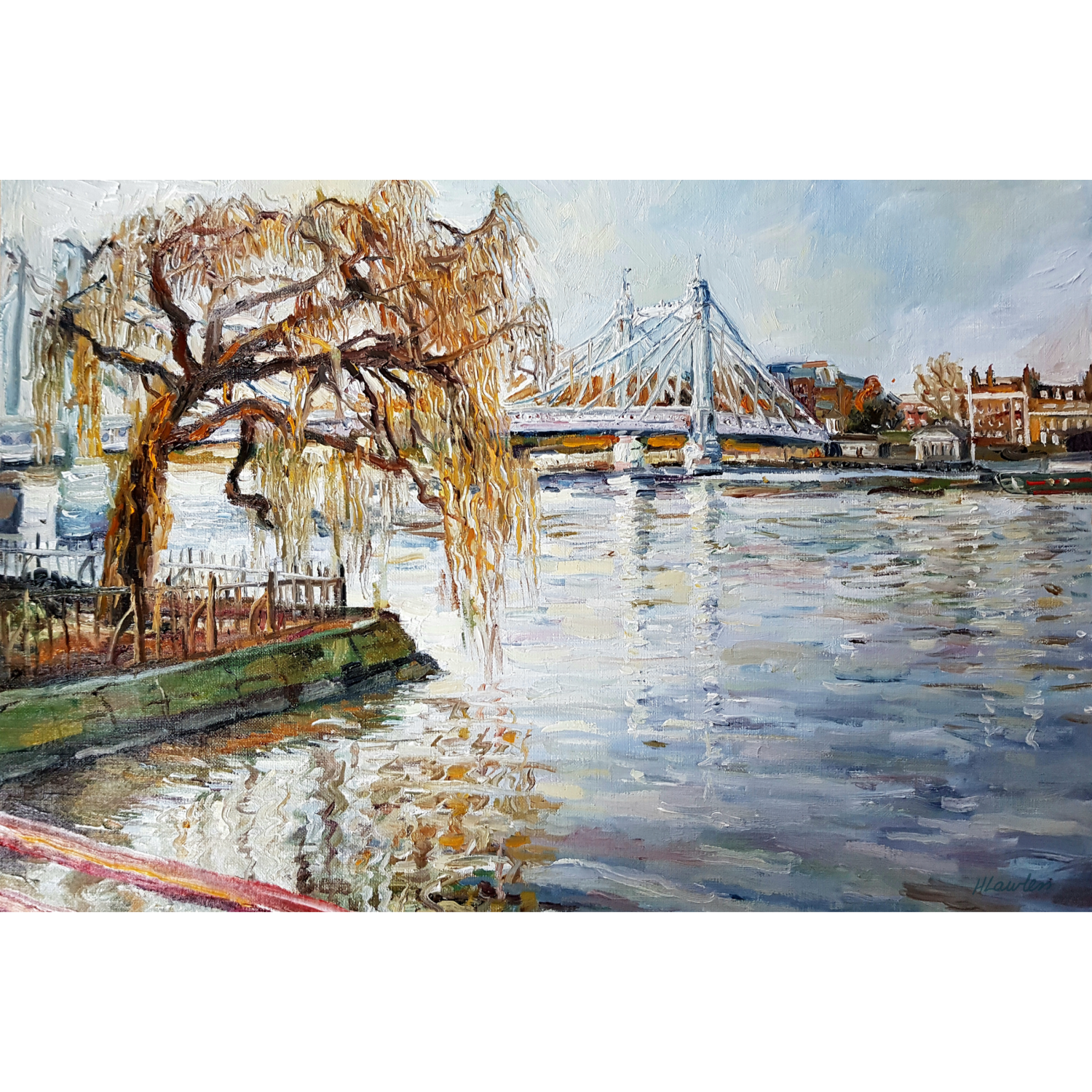 London Thames View From Battersea Park To Albert Bridge - Harriet Lawless Artist